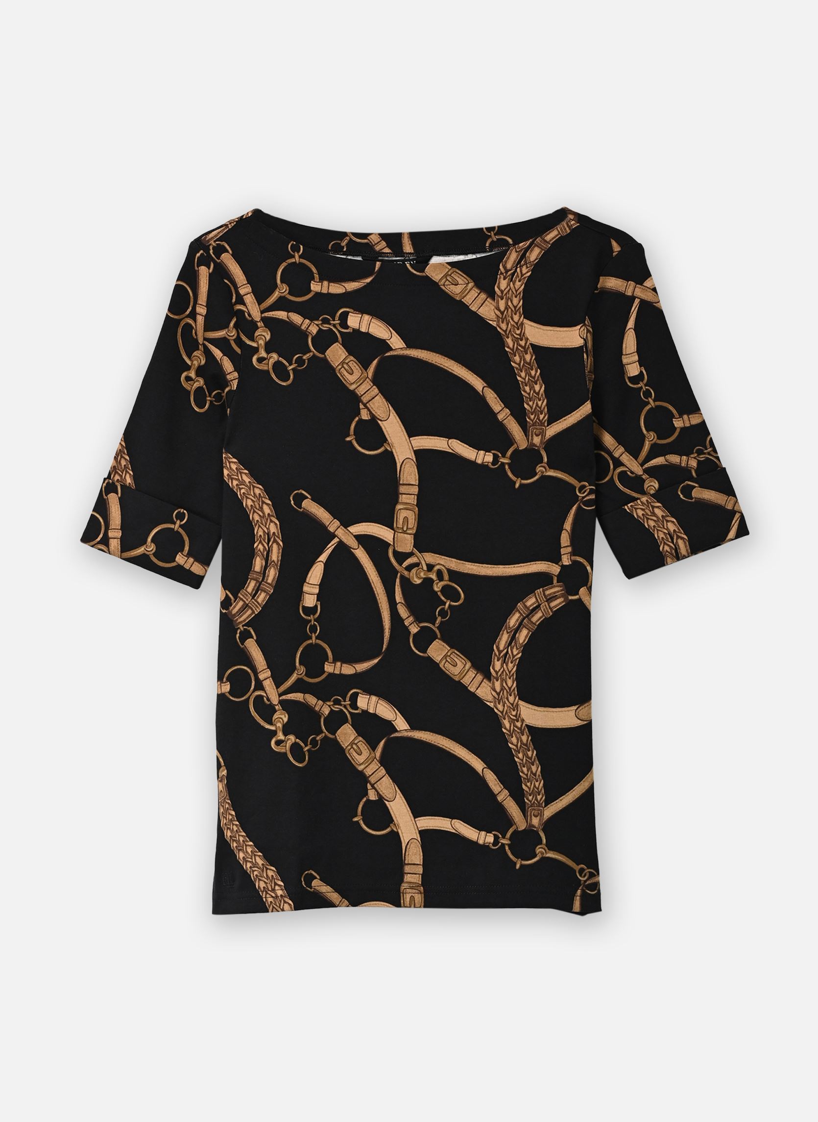 Tee-shirts T-shirt en coton stretch 200P13948001 femme noir Lauren Ralph Lauren Tee-shirts T-shirt en coton stretch 200P13948001 femme noir BLACK/TAN