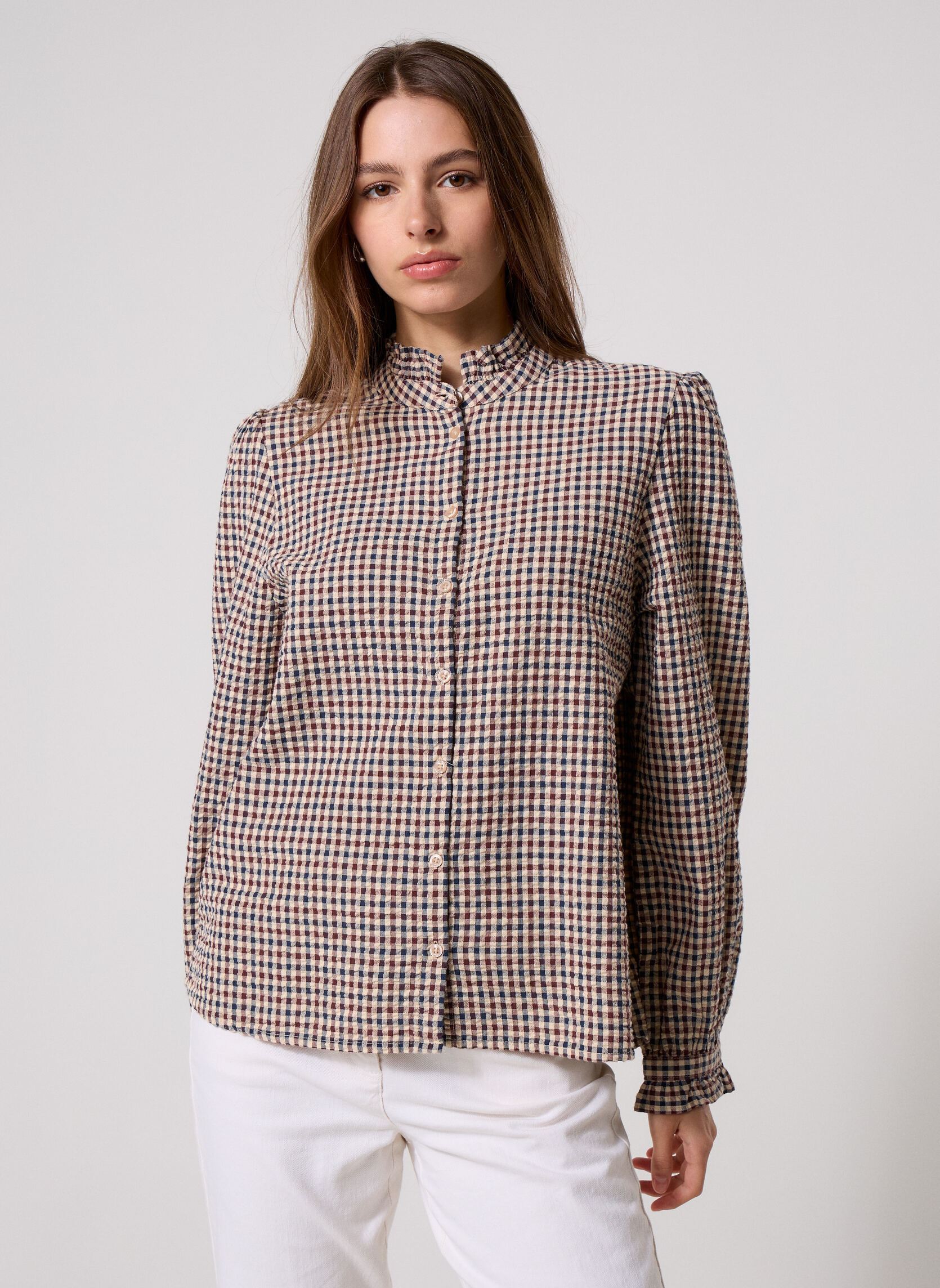 Hemden CHEMISE-CARREAUX dames meerkleurig Georgia Rose Hemden CHEMISE-CARREAUX dames meerkleurig IMP_VINTAGE VICHY_BORDEAUX