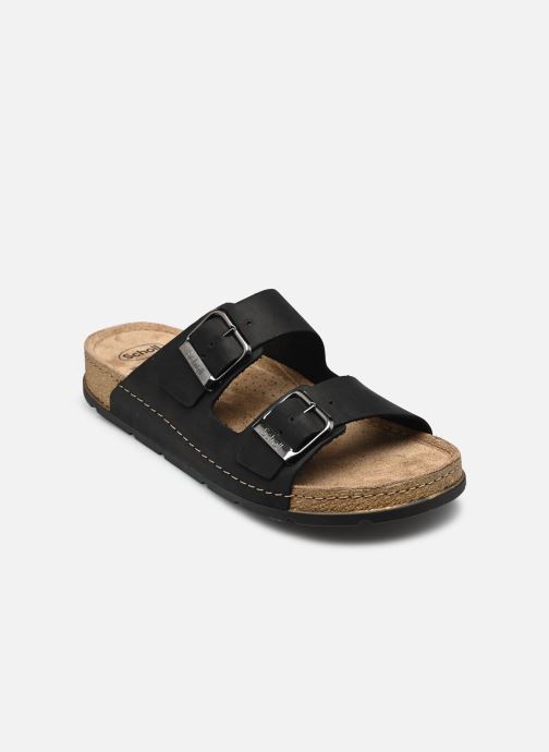 Scholl Mules Bora 2 Buckles Man Comfort homme noir