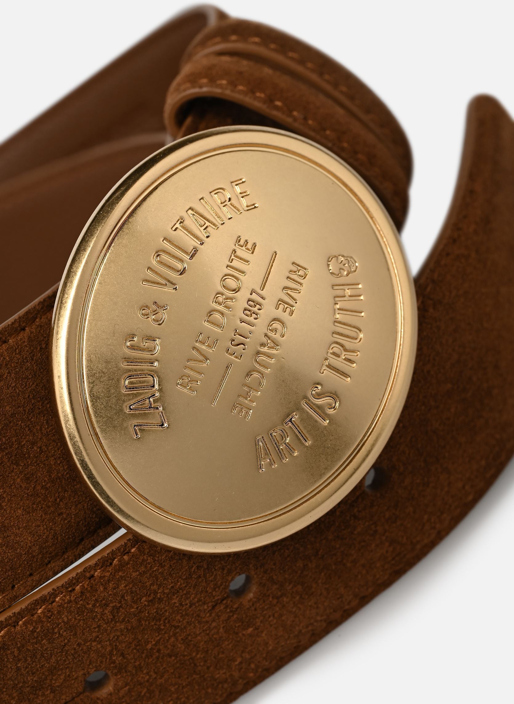 Riemen Colter 35Mm Suede dames bruin Zadig & Voltaire Riemen Colter 35Mm Suede dames bruin COGNAC