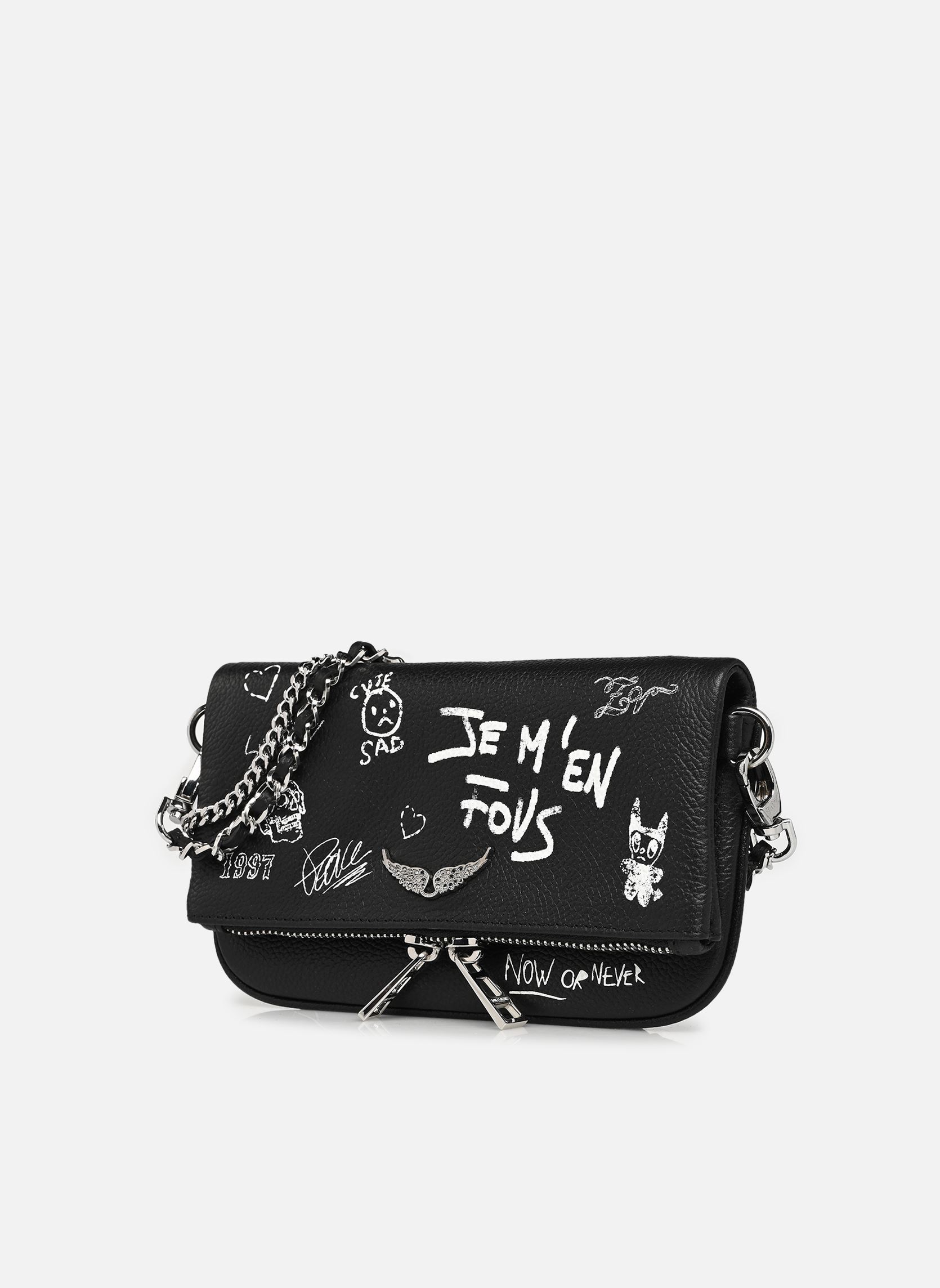 Sacs bandoulière Rock Nano Arty Tag femme noir Zadig & Voltaire Sacs bandoulière Rock Nano Arty Tag femme noir BLACK