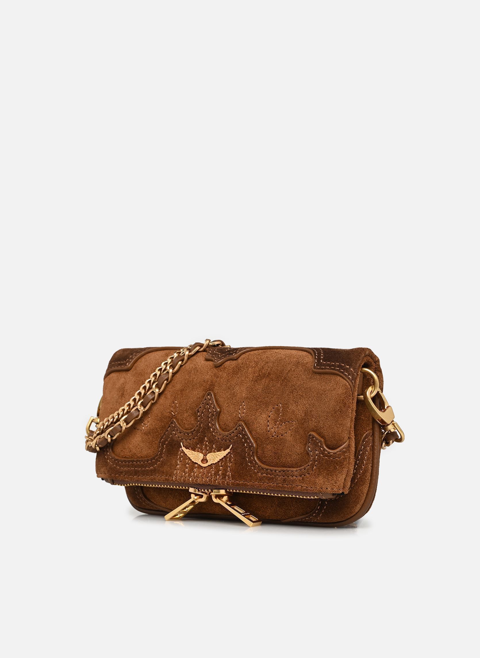 Sacs bandoulière Rock Nano Western Used femme marron Zadig & Voltaire Sacs bandoulière Rock Nano Western Used femme marron COGNAC
