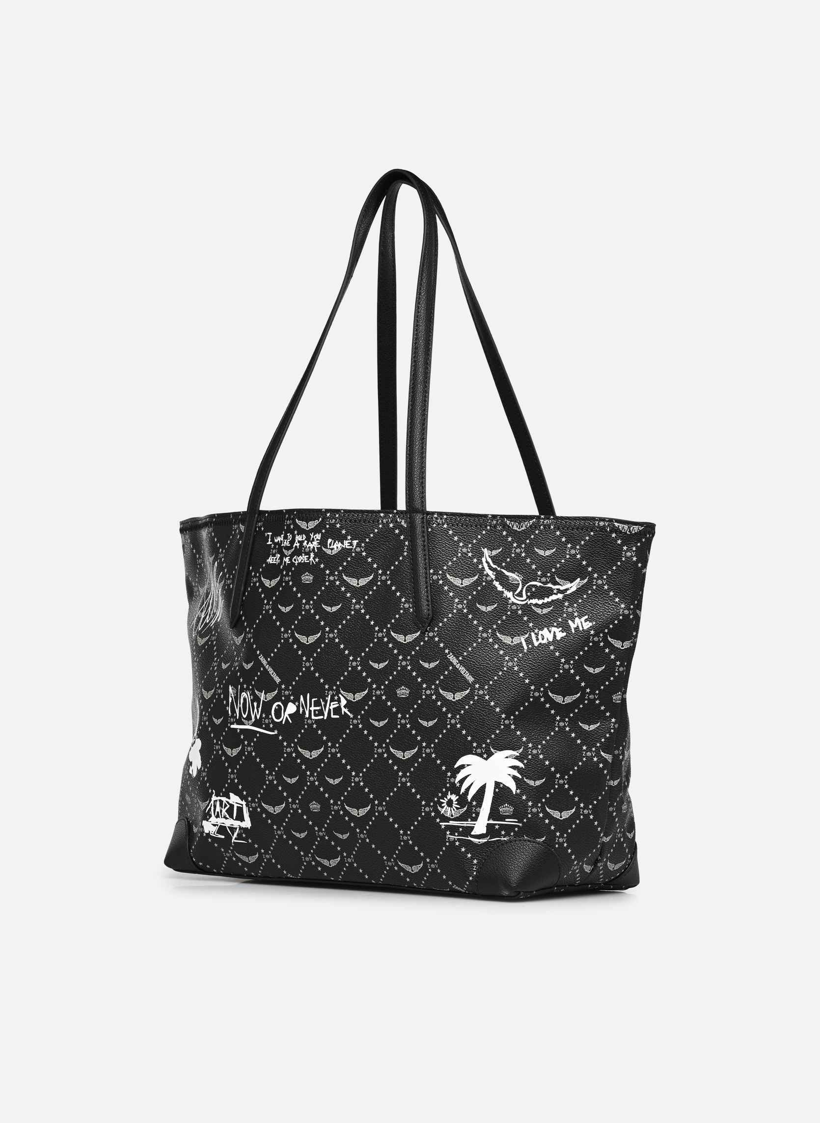 Cabas Z Shopper Monogram Arty Tag femme noir Zadig & Voltaire Cabas Z Shopper Monogram Arty Tag femme noir BLACK