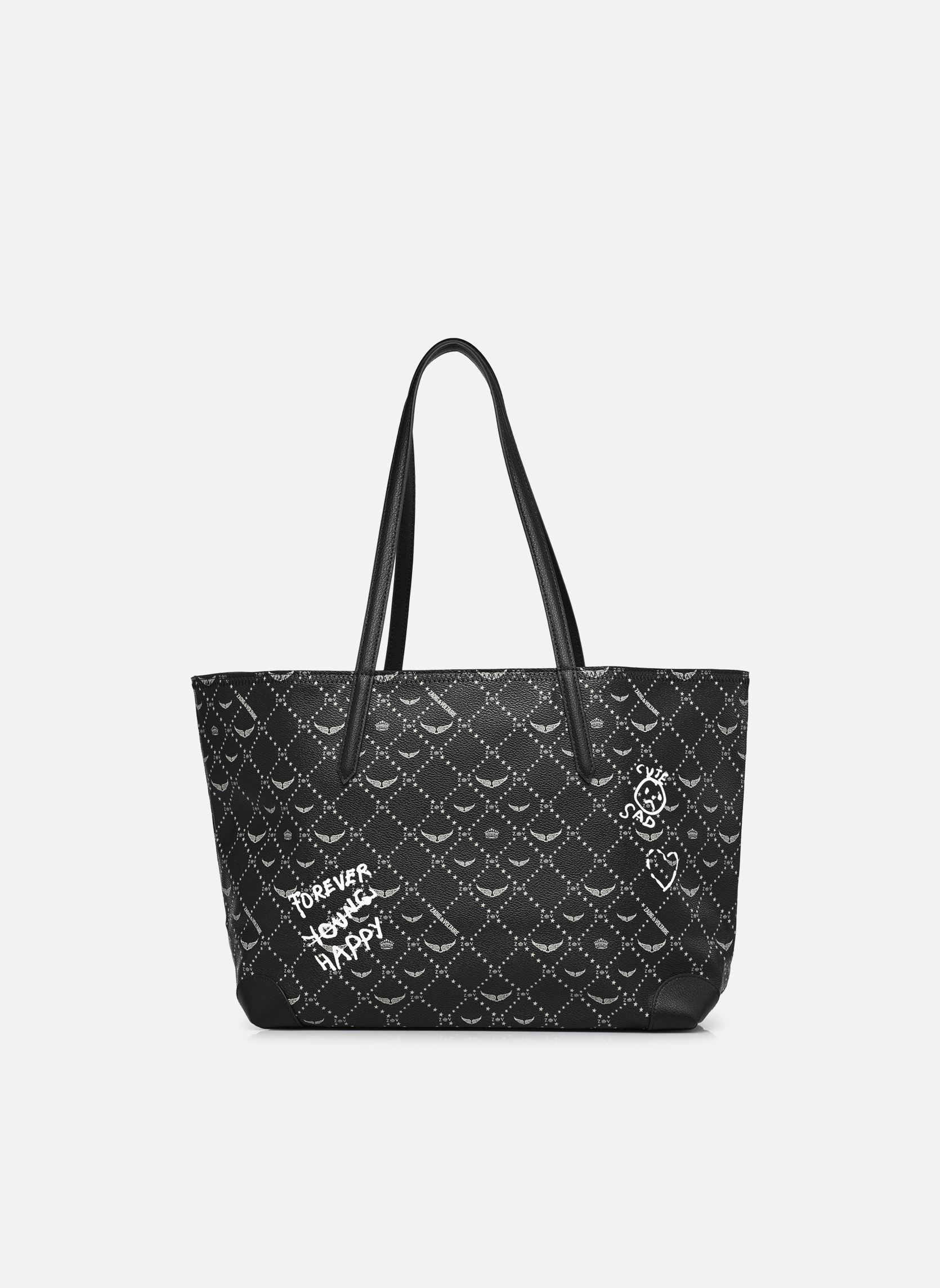 Cabas Z Shopper Monogram Arty Tag femme noir Zadig & Voltaire Cabas Z Shopper Monogram Arty Tag femme noir BLACK