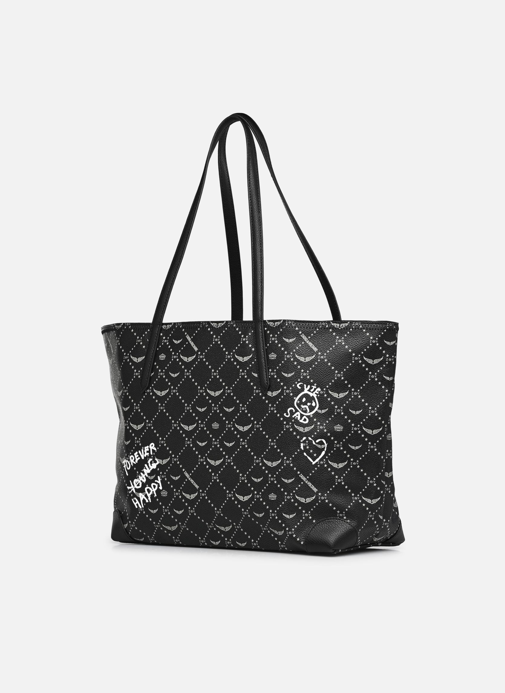 Cabas Z Shopper Monogram Arty Tag femme noir Zadig & Voltaire Cabas Z Shopper Monogram Arty Tag femme noir BLACK