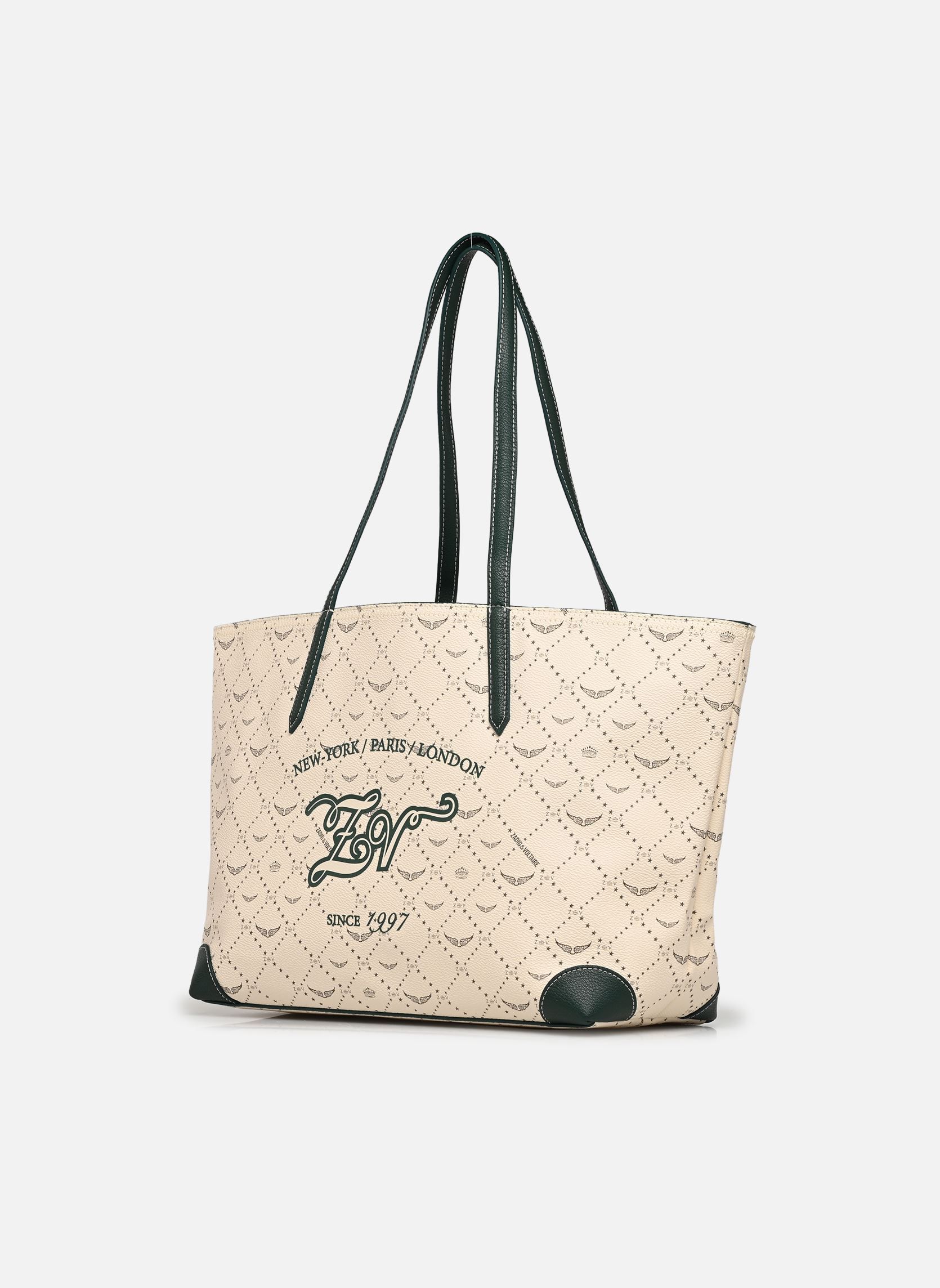 Cabas Z Shopper Monogram Tennis femme vert Zadig & Voltaire Cabas Z Shopper Monogram Tennis femme vert FLASH