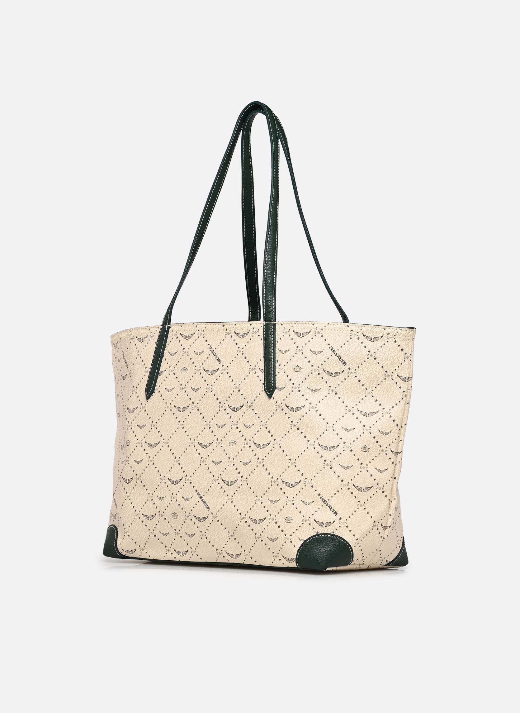 Cabas Z Shopper Monogram Tennis femme vert Zadig & Voltaire Cabas Z Shopper Monogram Tennis femme vert FLASH