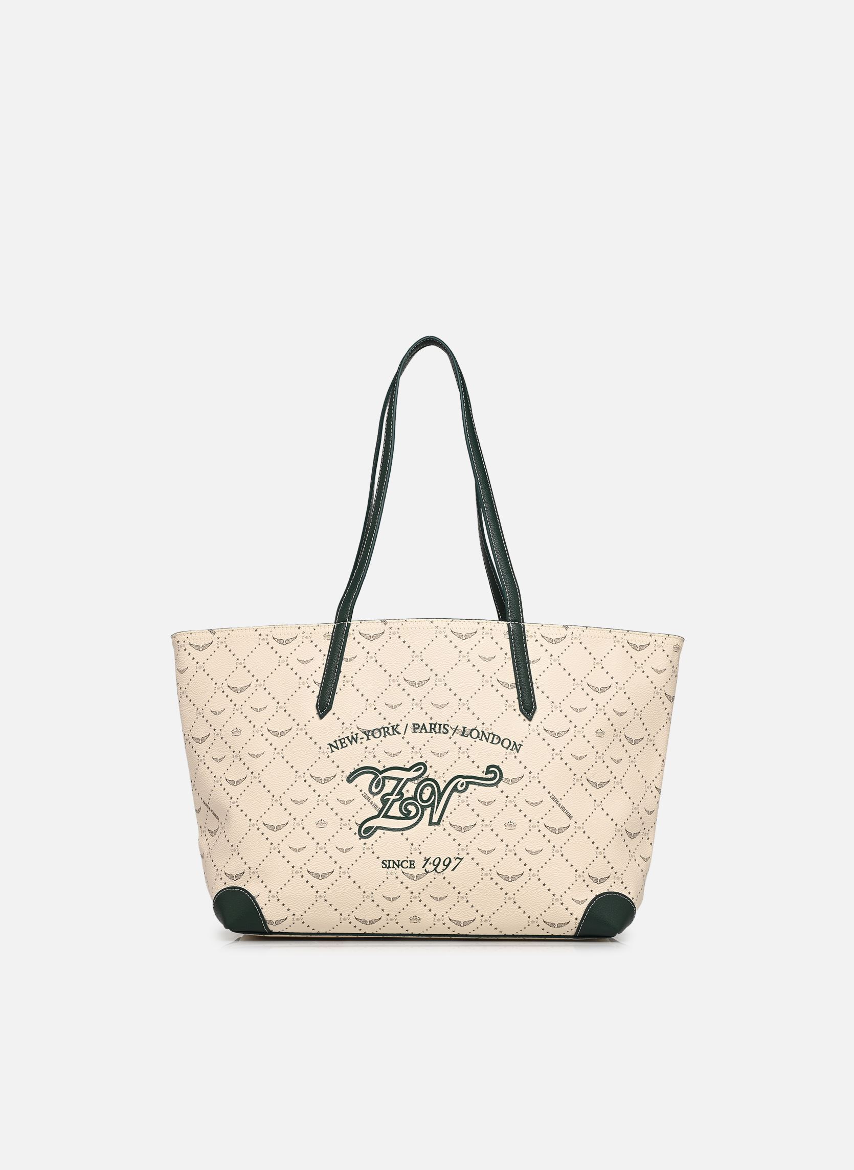 Cabas Z Shopper Monogram Tennis femme vert Zadig & Voltaire Cabas Z Shopper Monogram Tennis femme vert FLASH