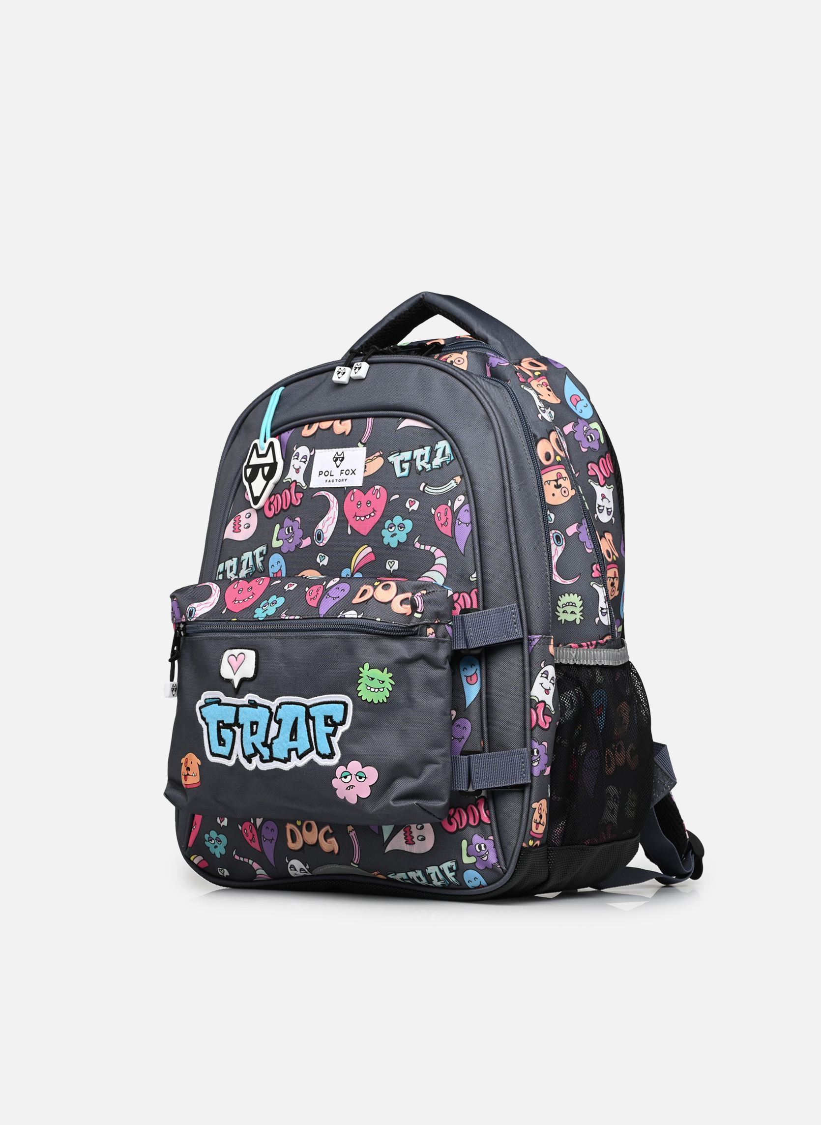 schooltassen Sac à dos 2 compartiments jongens grijs Pol Fox schooltassen Sac à dos 2 compartiments jongens grijs SREET ART