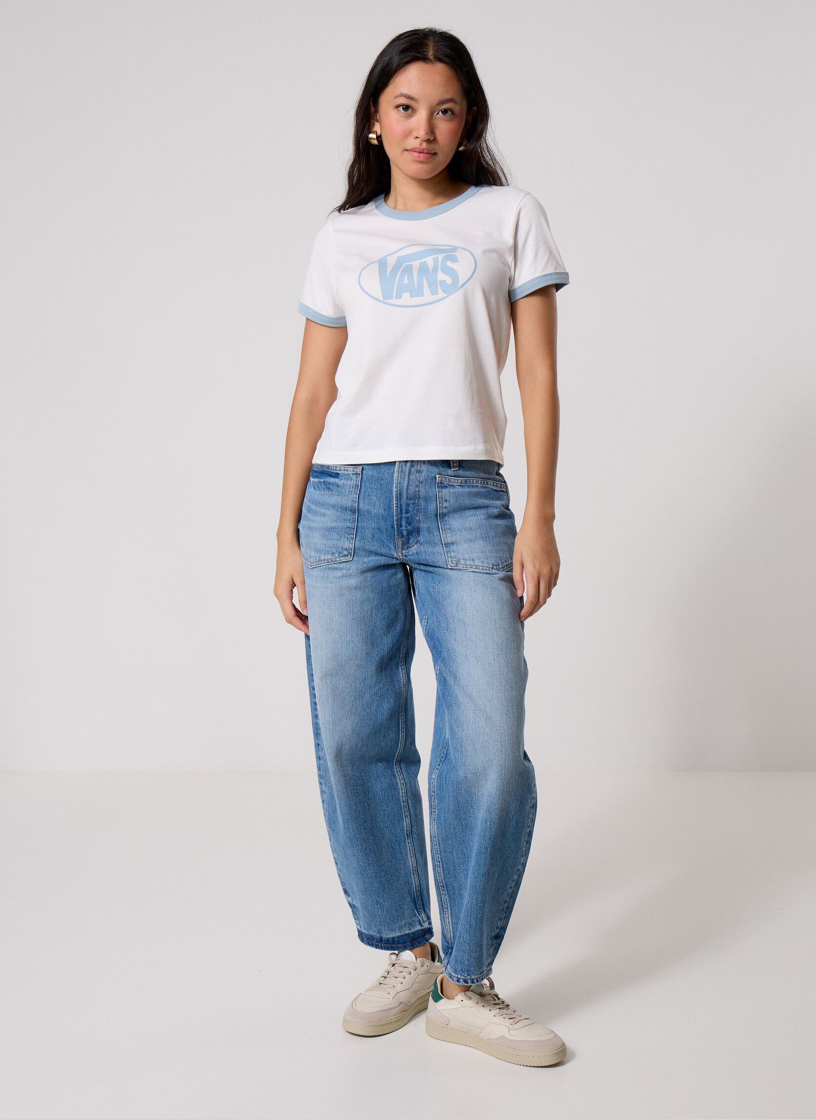 Tee-shirts Center Chest Ringer SS Tee femme blanc Vans Tee-shirts Center Chest Ringer SS Tee femme blanc WHITE