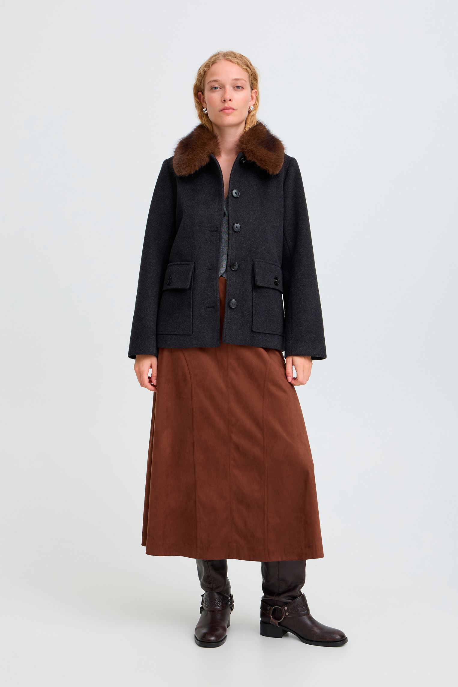 Jassen en mantels Bybecila Collar Jacket dames grijs B-Young Jassen en mantels Bybecila Collar Jacket dames grijs DARK GREY MELANGE