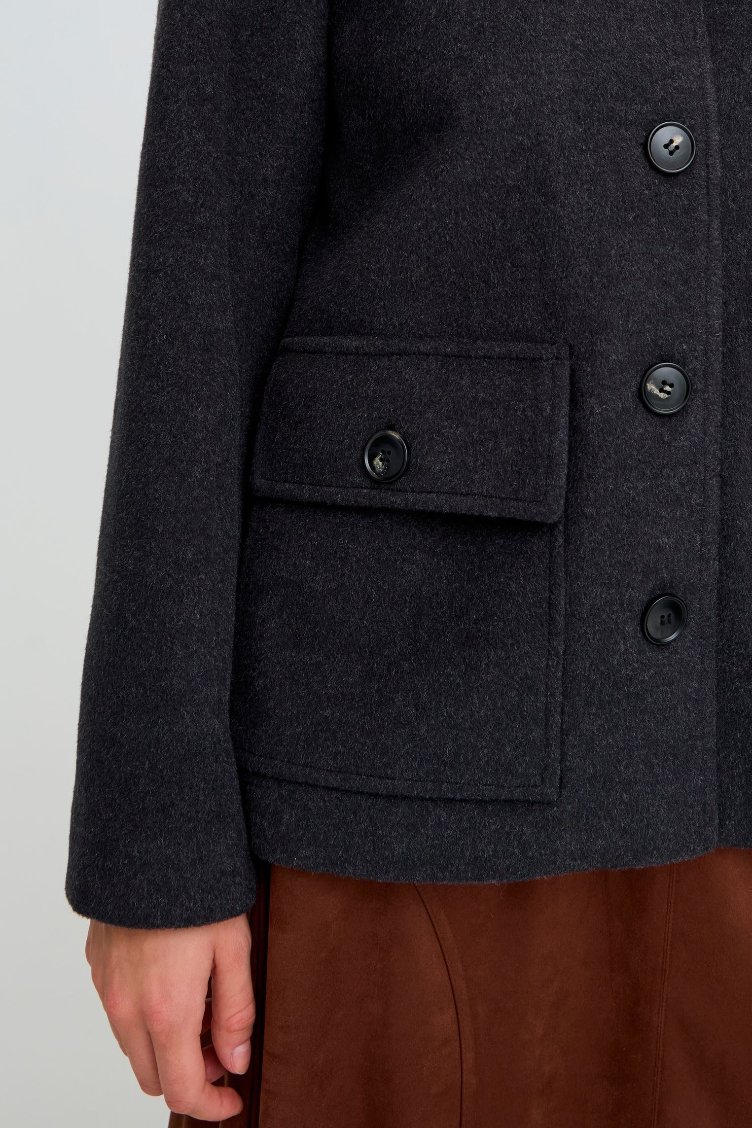 Jassen en mantels Bybecila Collar Jacket dames grijs B-Young Jassen en mantels Bybecila Collar Jacket dames grijs DARK GREY MELANGE