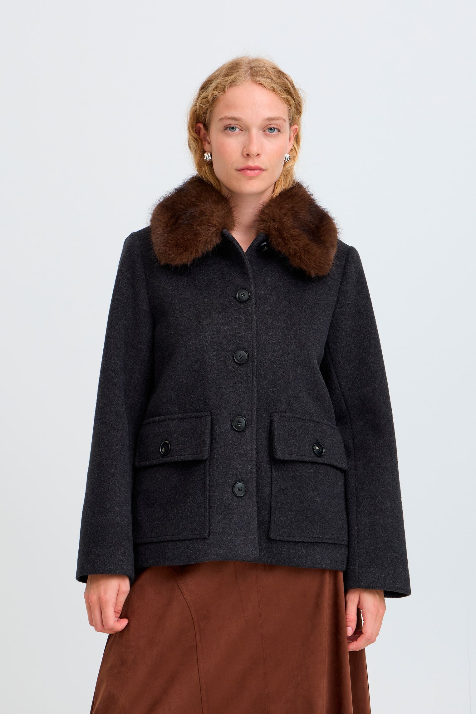 Jassen en mantels Bybecila Collar Jacket dames grijs B-Young Jassen en mantels Bybecila Collar Jacket dames grijs DARK GREY MELANGE