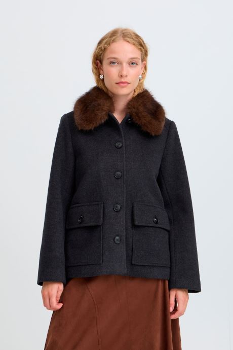 B-Young Jassen en mantels Bybecila Collar Jacket dames grijs
