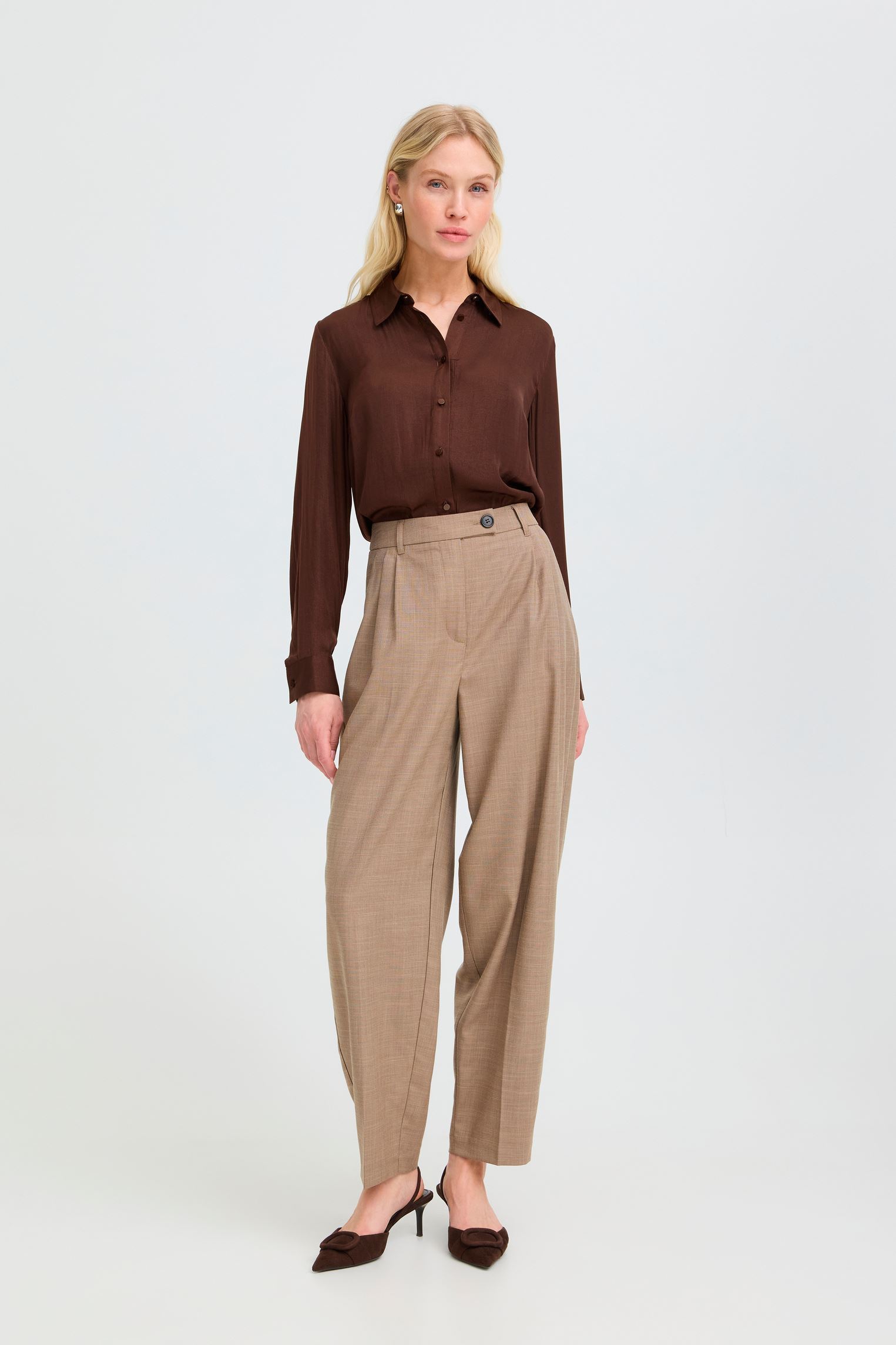Pantalons Bydannio Pants femme beige B-Young Pantalons Bydannio Pants femme beige TIGER'S EYE MELANGE
