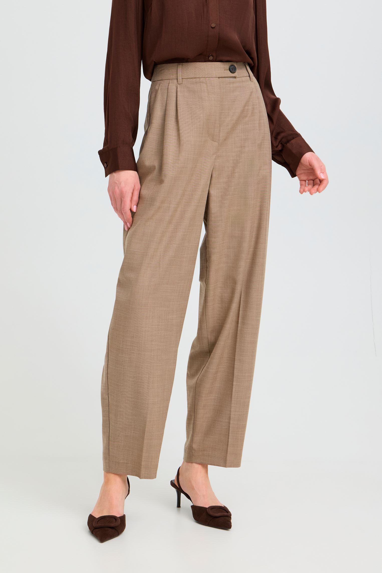 Pantalons Bydannio Pants femme beige B-Young Pantalons Bydannio Pants femme beige TIGER'S EYE MELANGE