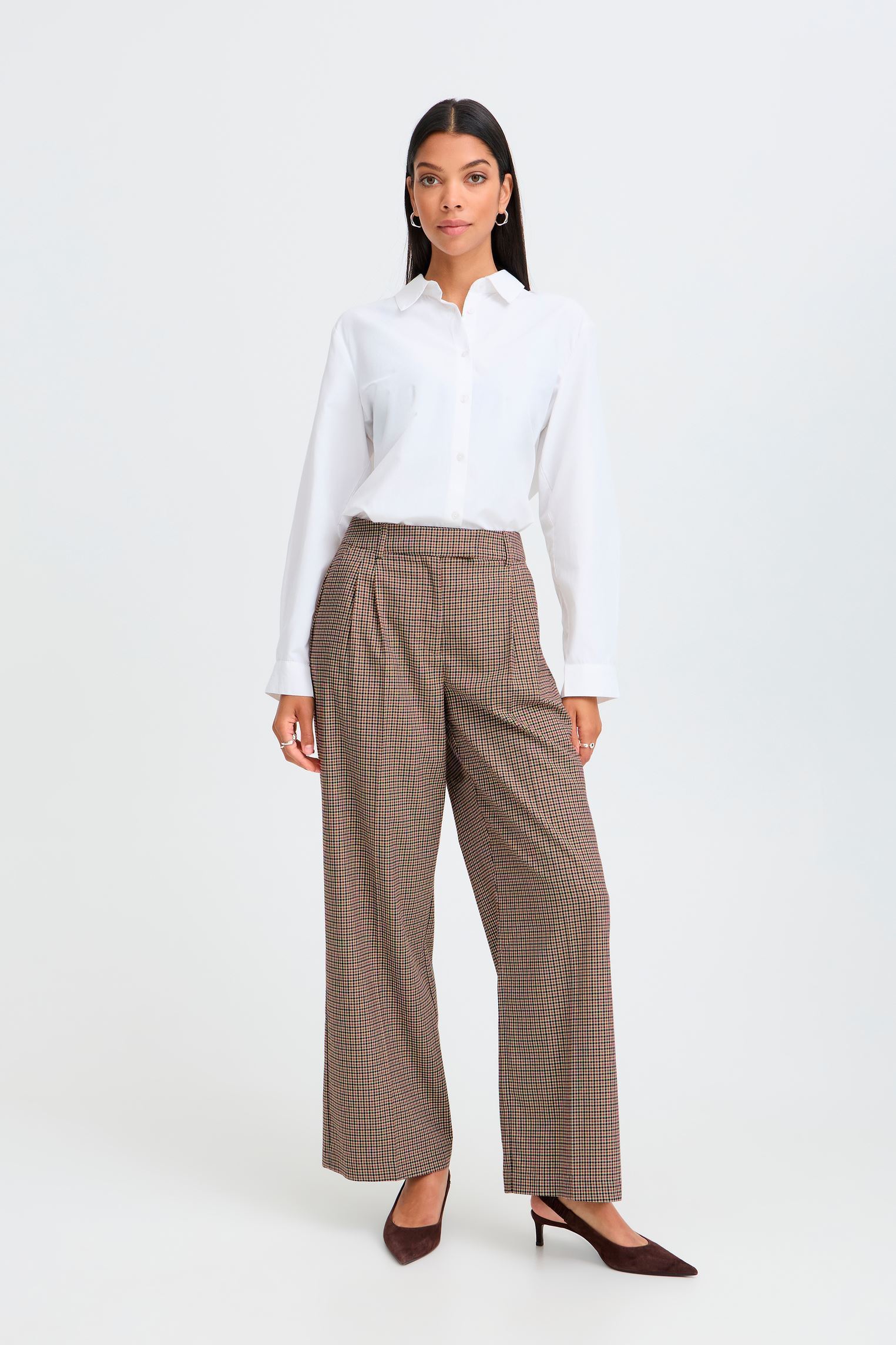 Pantalons Byestolo Pants femme beige B-Young Pantalons Byestolo Pants femme beige SEPIA CHECK