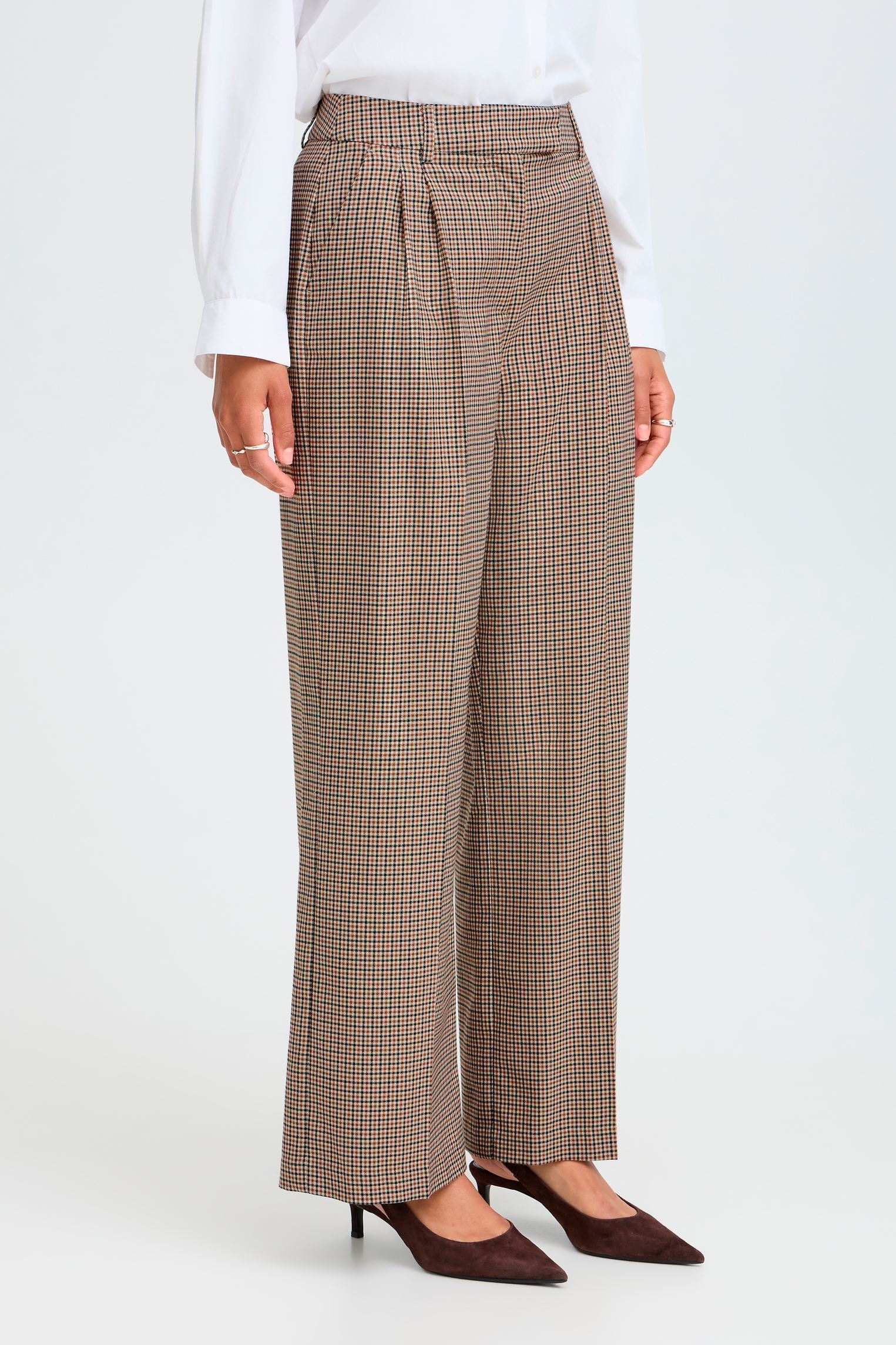 Pantalons Byestolo Pants femme beige B-Young Pantalons Byestolo Pants femme beige SEPIA CHECK