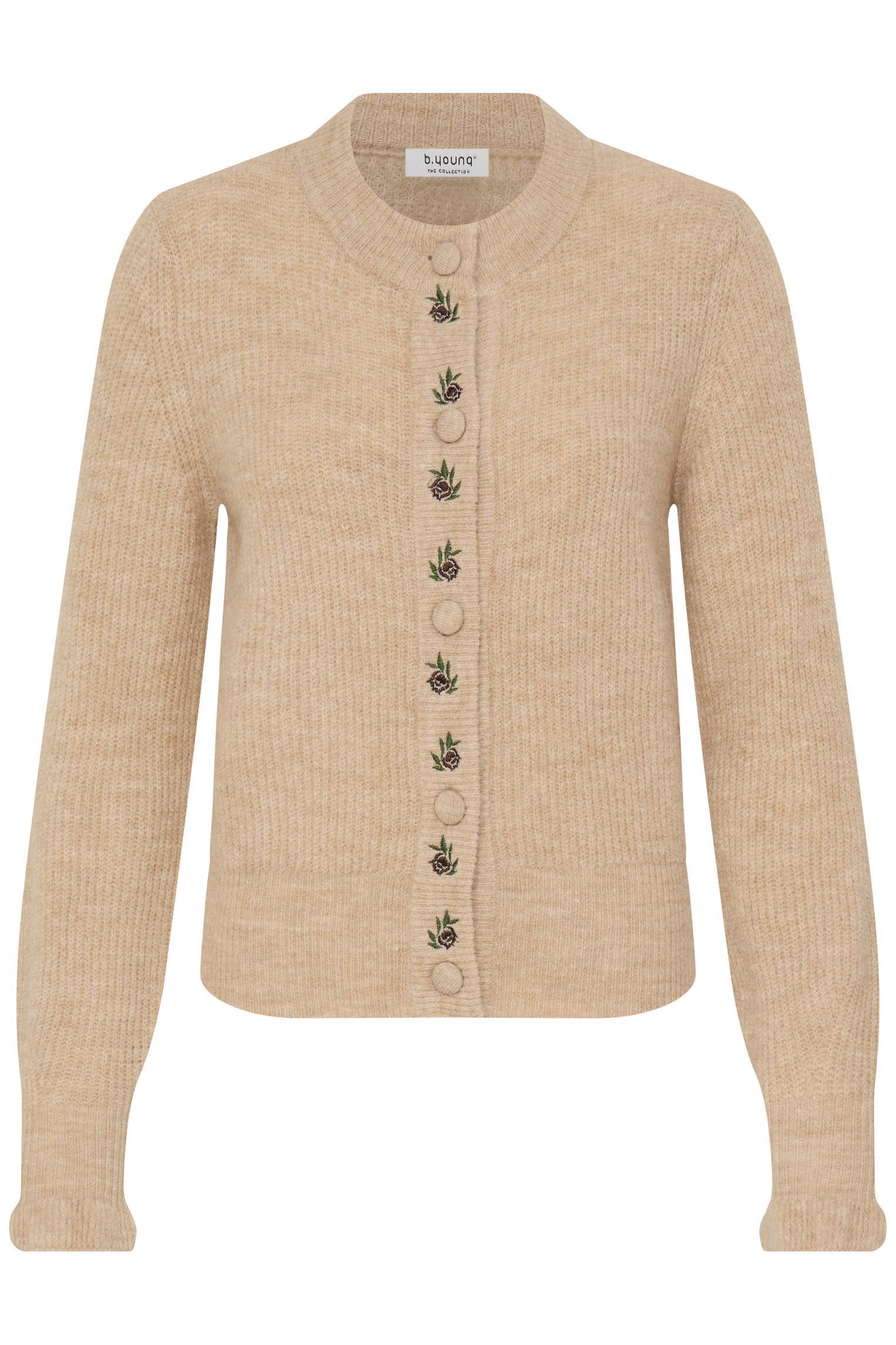 Strickjacken und Westen Bymonna Emb. Cardigan damen beige B-Young Strickjacken und Westen Bymonna Emb. Cardigan damen beige HUMUS MELANGE