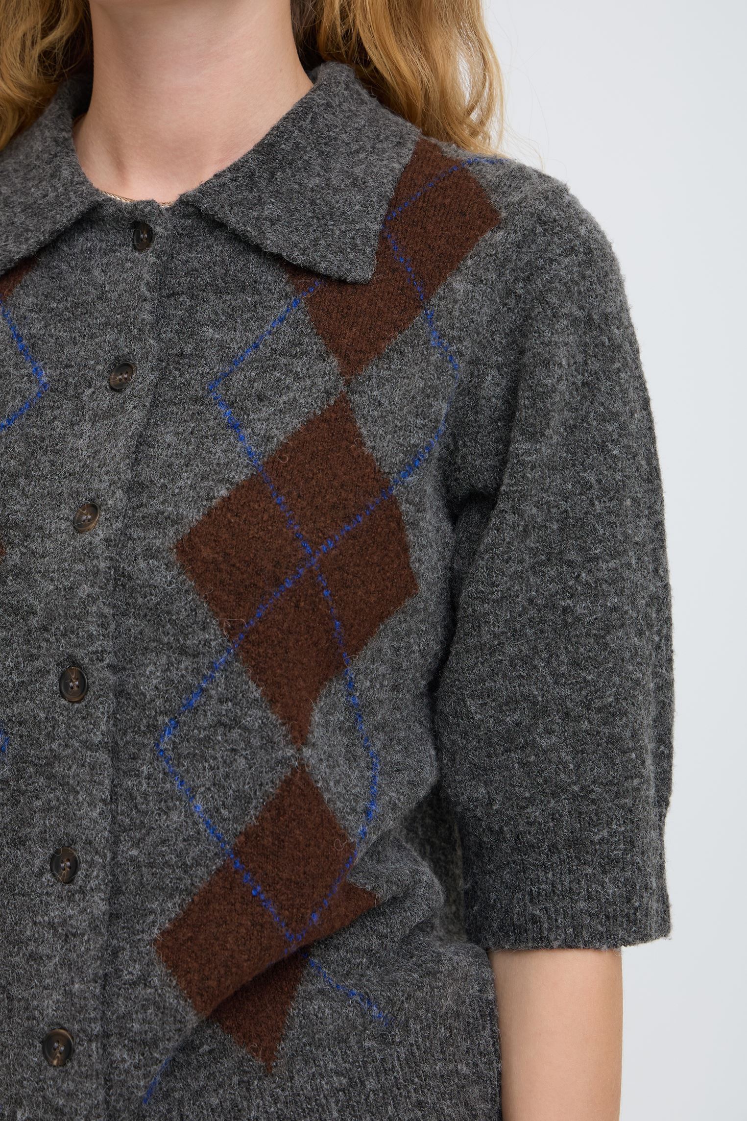 Strickjacken und Westen Byofira Cardigan damen grau B-Young Strickjacken und Westen Byofira Cardigan damen grau DARK GREY MEL. ARGYLE