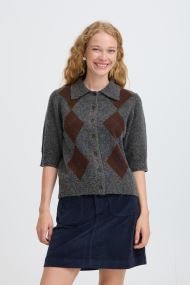 Strickjacken und Westen Byofira Cardigan damen grau B-Young Strickjacken und Westen Byofira Cardigan damen grau DARK GREY MEL. ARGYLE