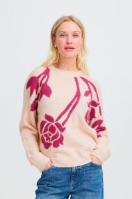 Pulls Byomea Flower Jumper 4 femme blanc B-Young Pulls Byomea Flower Jumper 4 femme blanc BIRCH/PINK ROSE