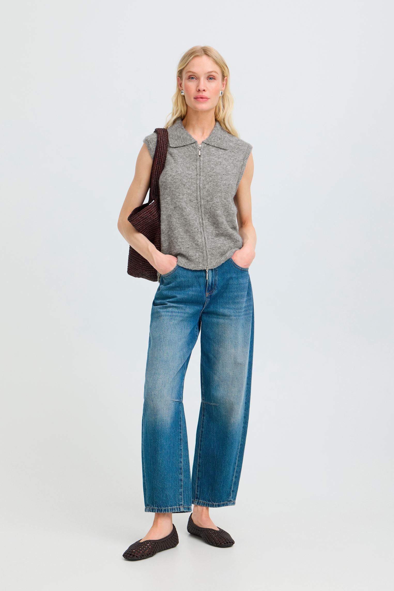 Gilets Byomea Zipper Slipover femme gris B-Young Gilets Byomea Zipper Slipover femme gris MID GREY MELANGE