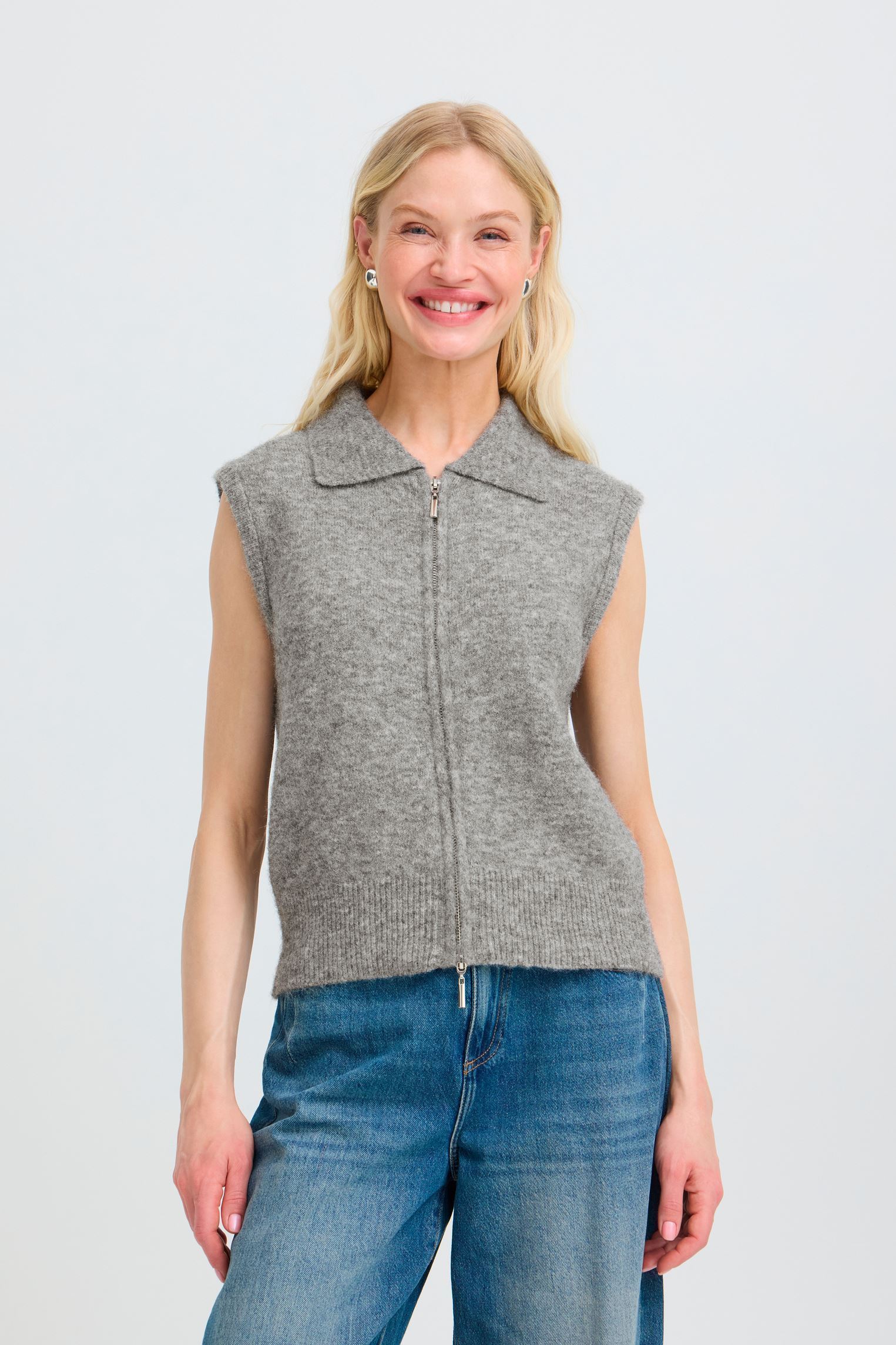 Gilets Byomea Zipper Slipover femme gris B-Young Gilets Byomea Zipper Slipover femme gris MID GREY MELANGE