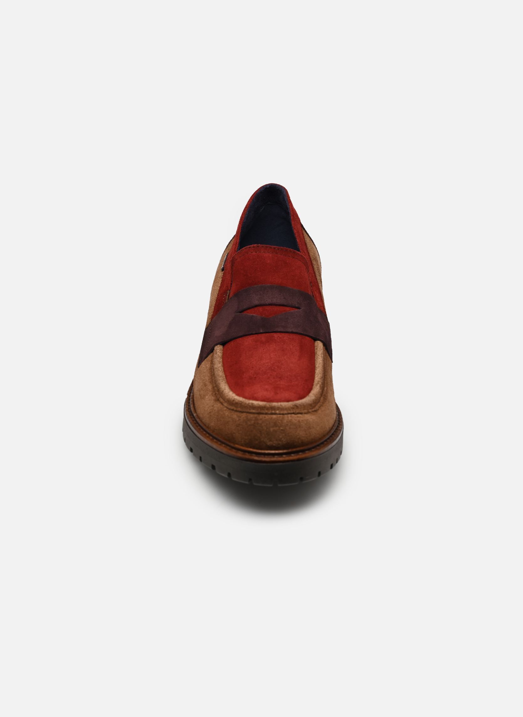 Mocassins CADY D9772 dames meerkleurig Dorking Mocassins CADY D9772 dames meerkleurig CALF+CALF+CALF TABACO + BRICK