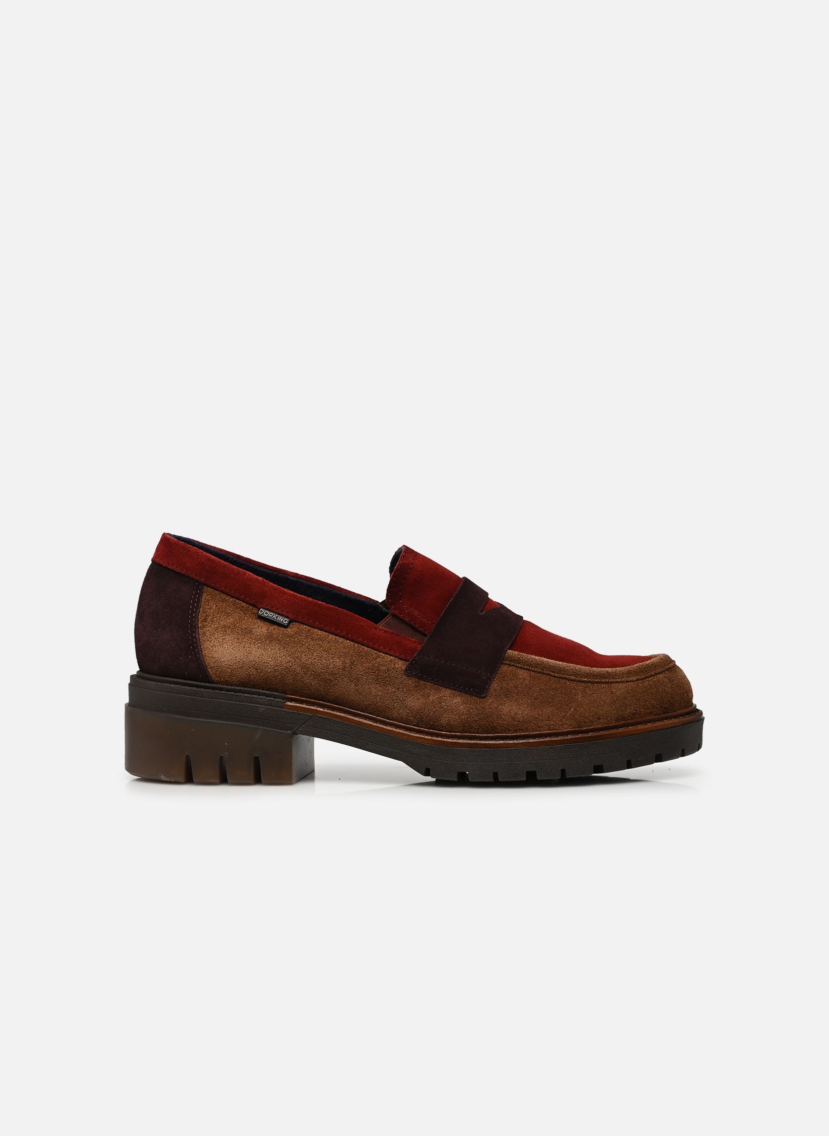 Mocassins CADY D9772 dames meerkleurig Dorking Mocassins CADY D9772 dames meerkleurig CALF+CALF+CALF TABACO + BRICK