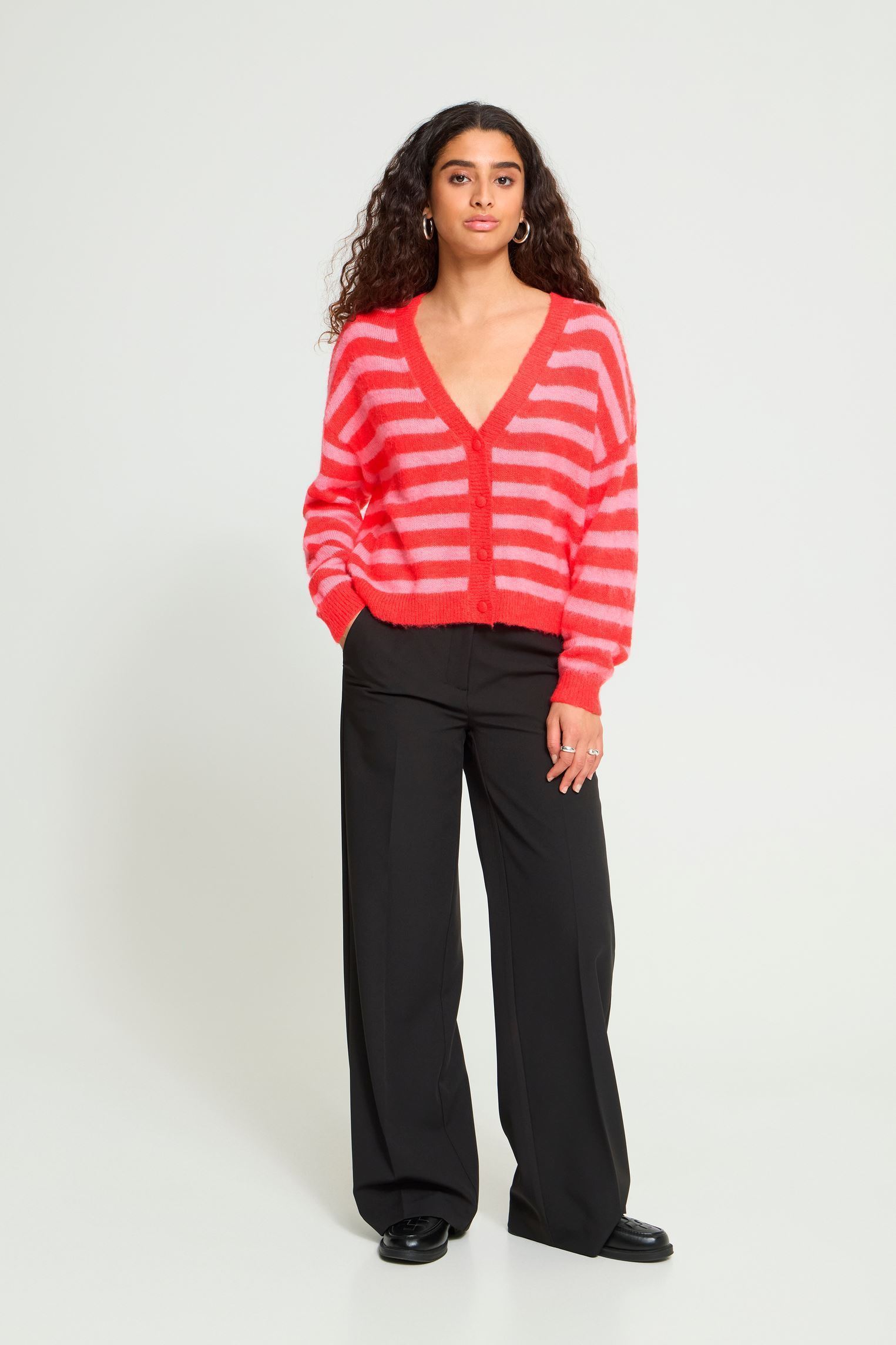 Gilets Ihblush Ca femme rose Ichi Gilets Ihblush Ca femme rose POINSETTIA W PINK STRIPE
