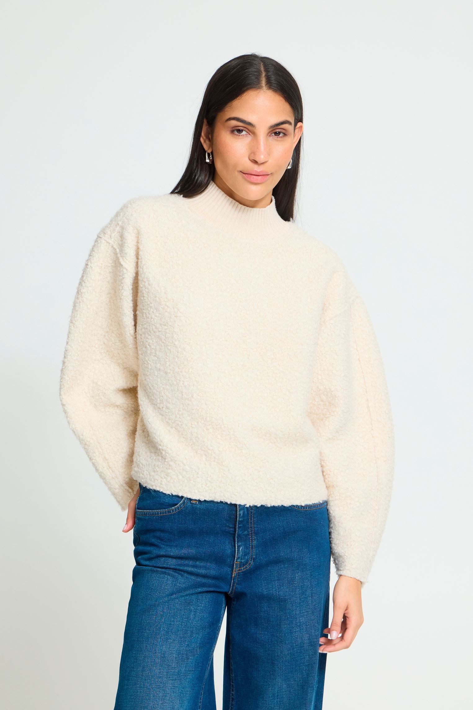 Pulls Ihcurley Ls femme blanc Ichi Pulls Ihcurley Ls femme blanc BIRCH