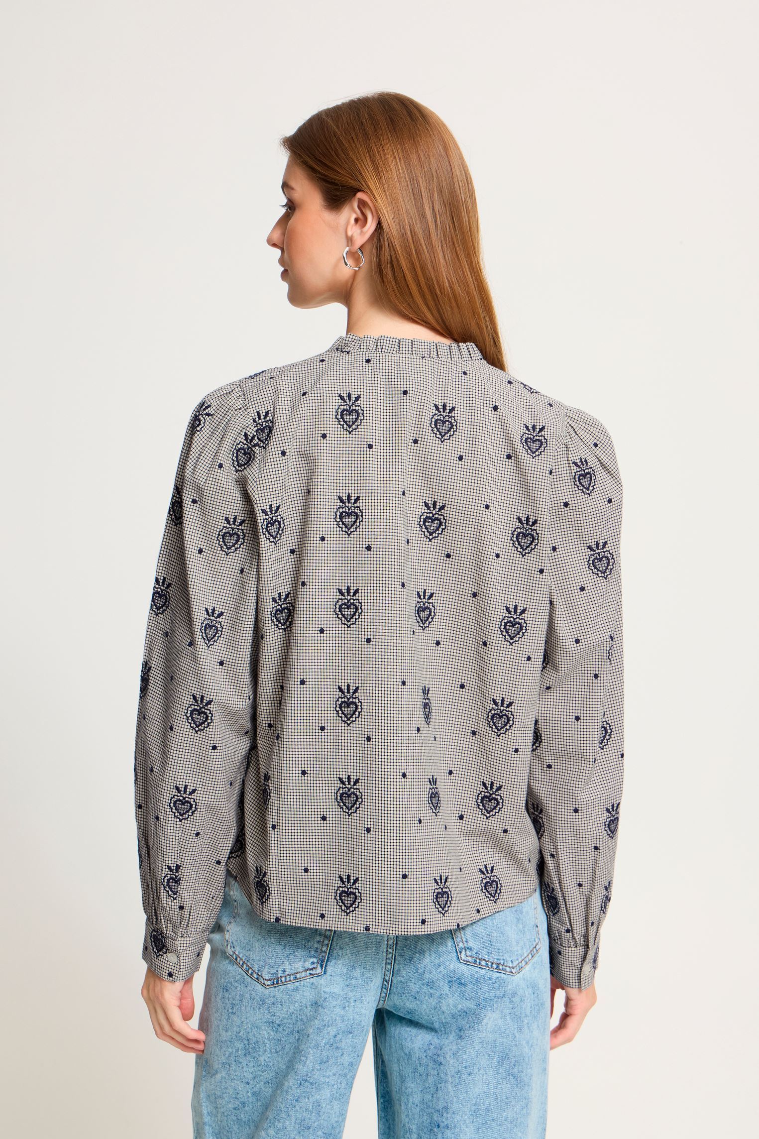 Hemden Iheloza Sh dames marine Ichi Hemden Iheloza Sh dames marine BIRCH/DARK BLUE CHECK W. EMB
