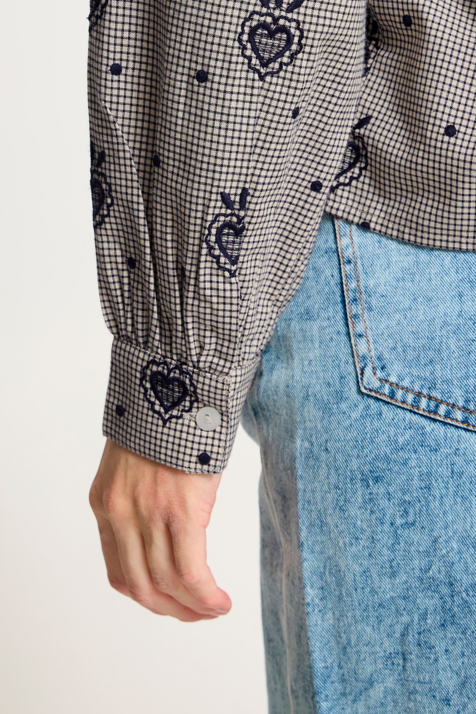 Hemden Iheloza Sh dames marine Ichi Hemden Iheloza Sh dames marine BIRCH/DARK BLUE CHECK W. EMB