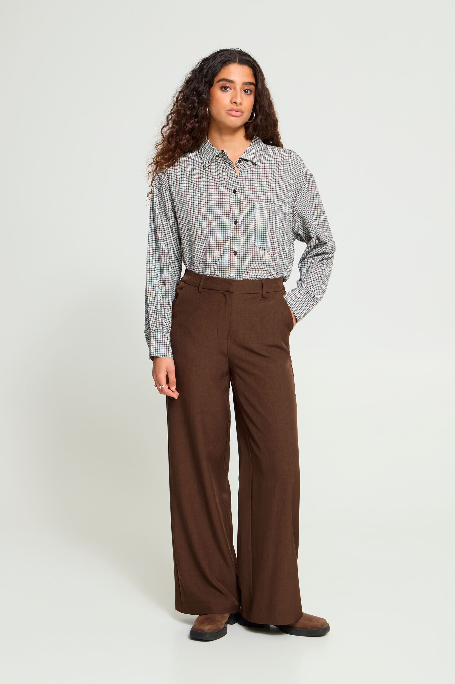 Hosen Ihfava Wide Pa2 damen braun Ichi Hosen Ihfava Wide Pa2 damen braun SLATE BLACK MELANGE