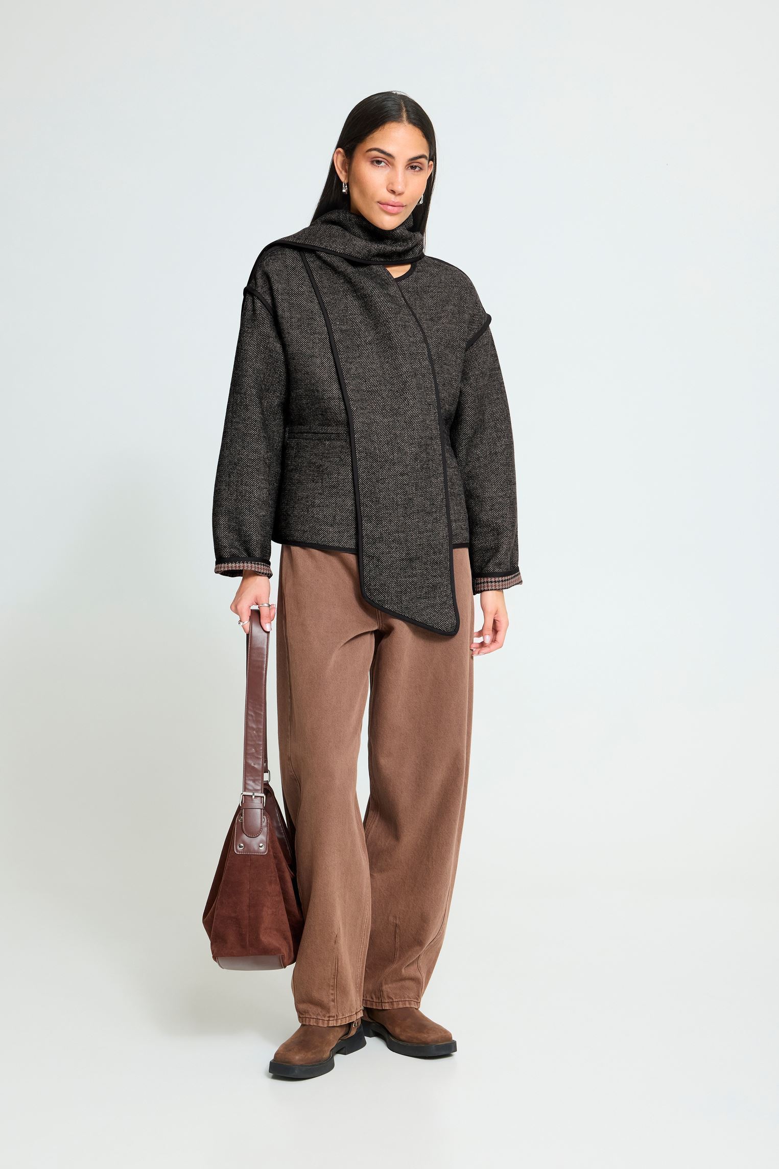 Jacken und Mäntel Ihfrava Ja damen grau Ichi Jacken und Mäntel Ihfrava Ja damen grau BLACK HERRINGBONE