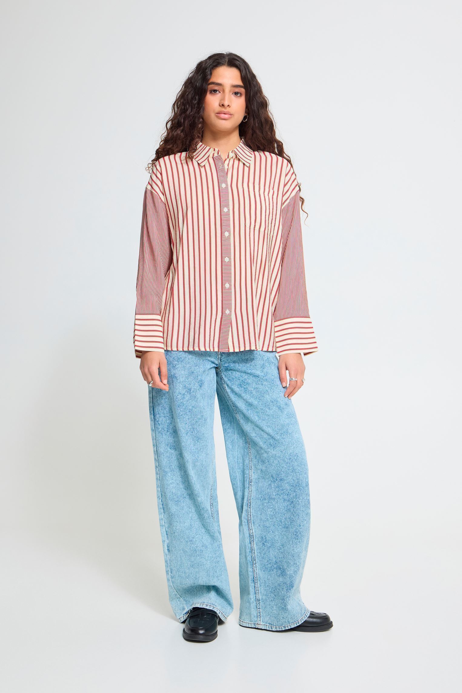 Hemden Ihlouri Sh dames wit Ichi Hemden Ihlouri Sh dames wit RHODODENDRON/WHITE STRIPE