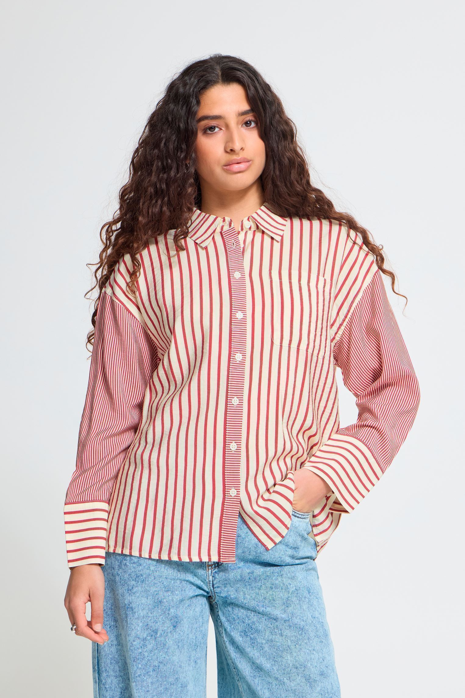 Hemden Ihlouri Sh dames wit Ichi Hemden Ihlouri Sh dames wit RHODODENDRON/WHITE STRIPE