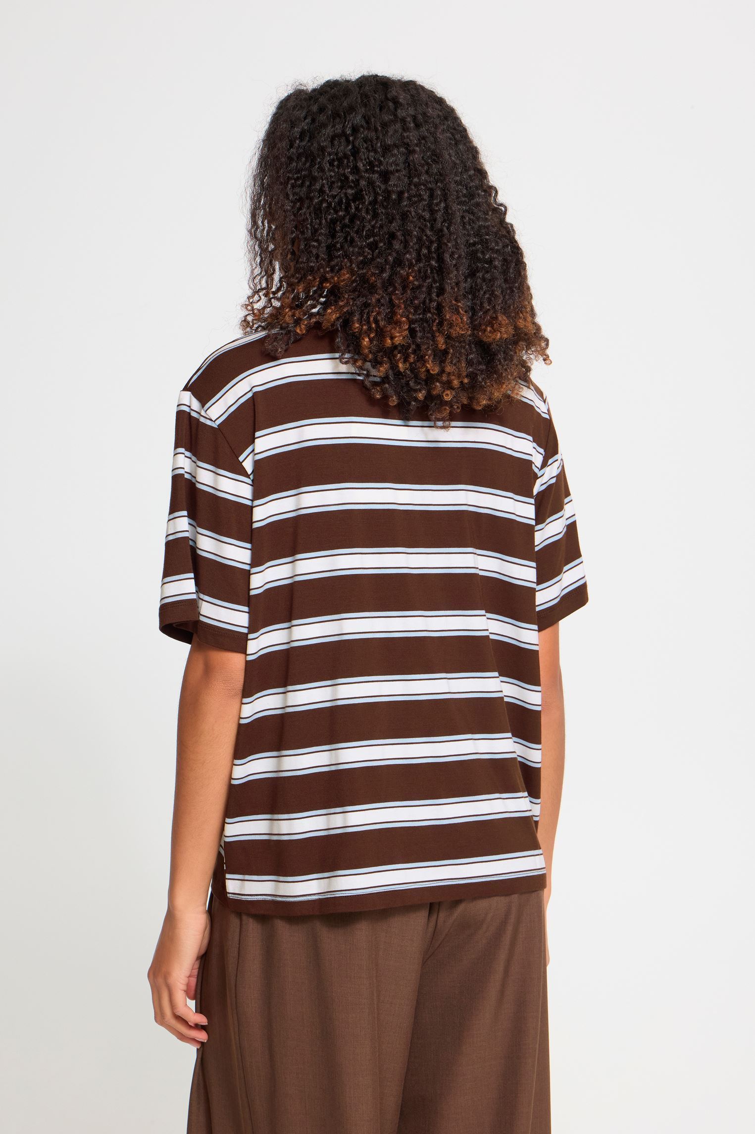 Tee-shirts Ihrebetta Ss femme marron Ichi Tee-shirts Ihrebetta Ss femme marron CHICORY COFFEE / CELESTIAL BLU