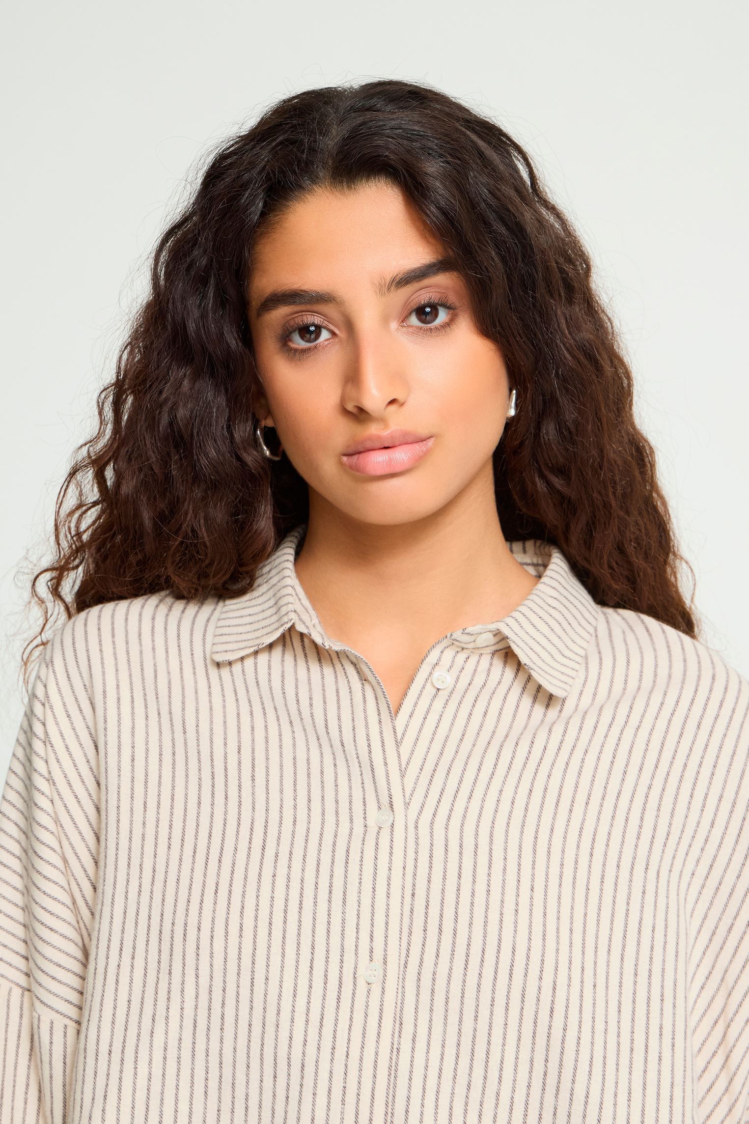 Chemises Ihtamanna Sh3 femme beige Ichi Chemises Ihtamanna Sh3 femme beige BIRCH/COFFEE BEAN STRIPE