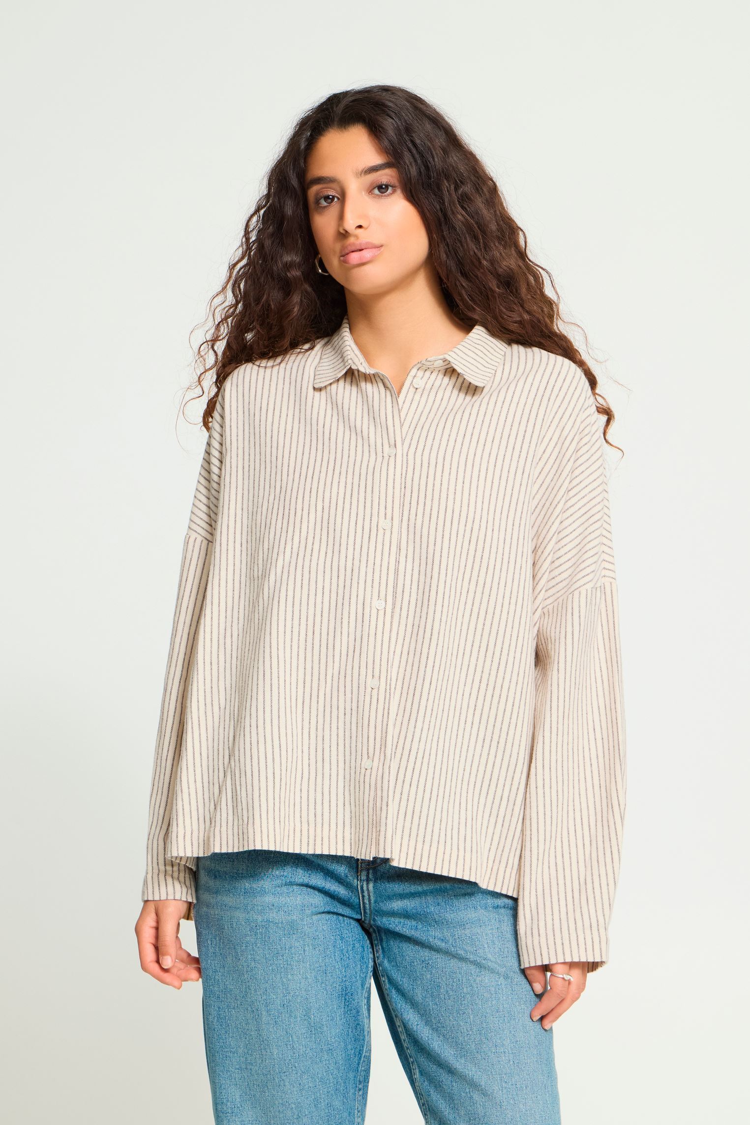 Chemises Ihtamanna Sh3 femme beige Ichi Chemises Ihtamanna Sh3 femme beige BIRCH/COFFEE BEAN STRIPE