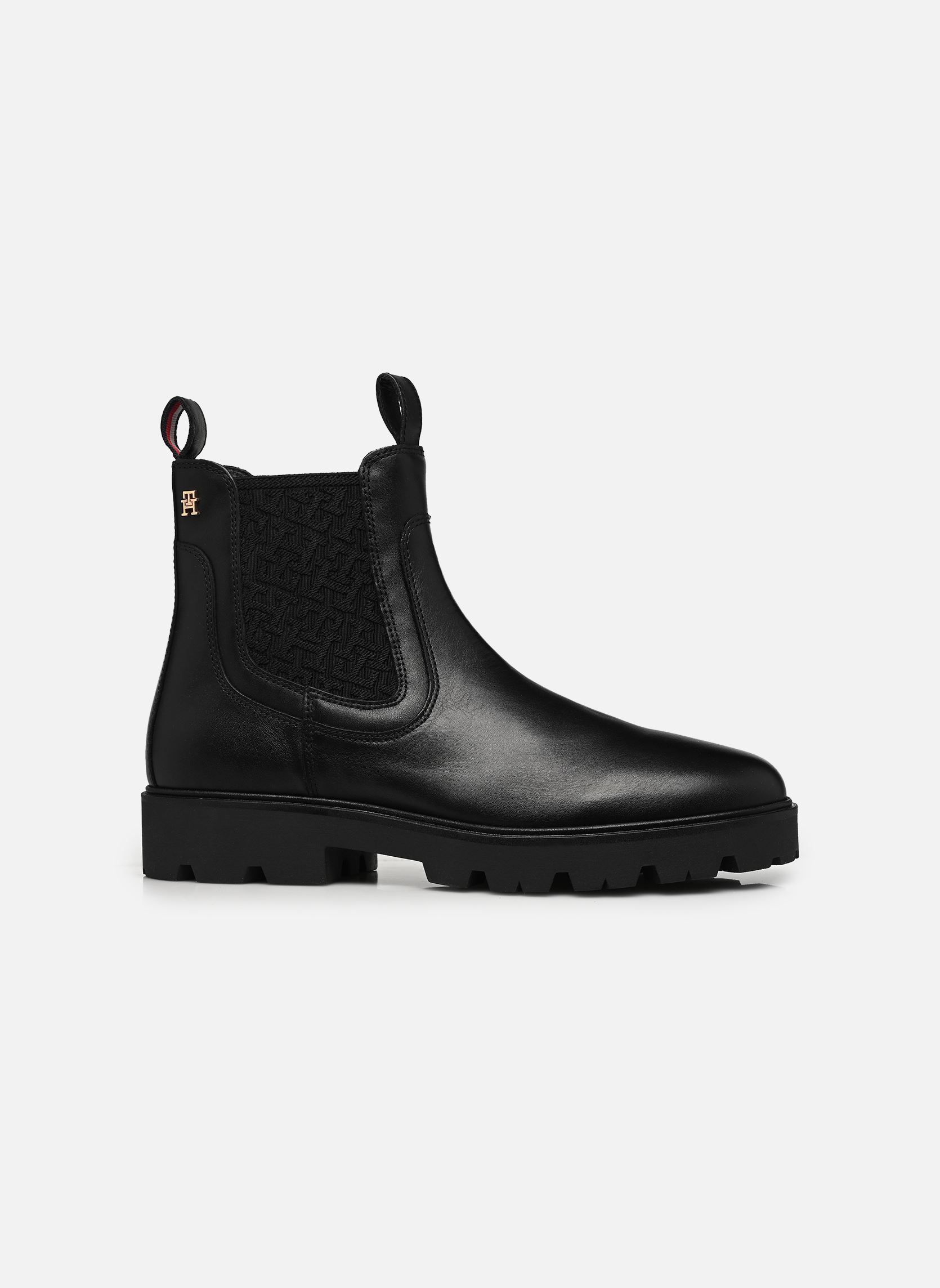 Bottines et boots TH MONOGRAM LEATHER femme noir Tommy Hilfiger Bottines et boots TH MONOGRAM LEATHER femme noir BLACK