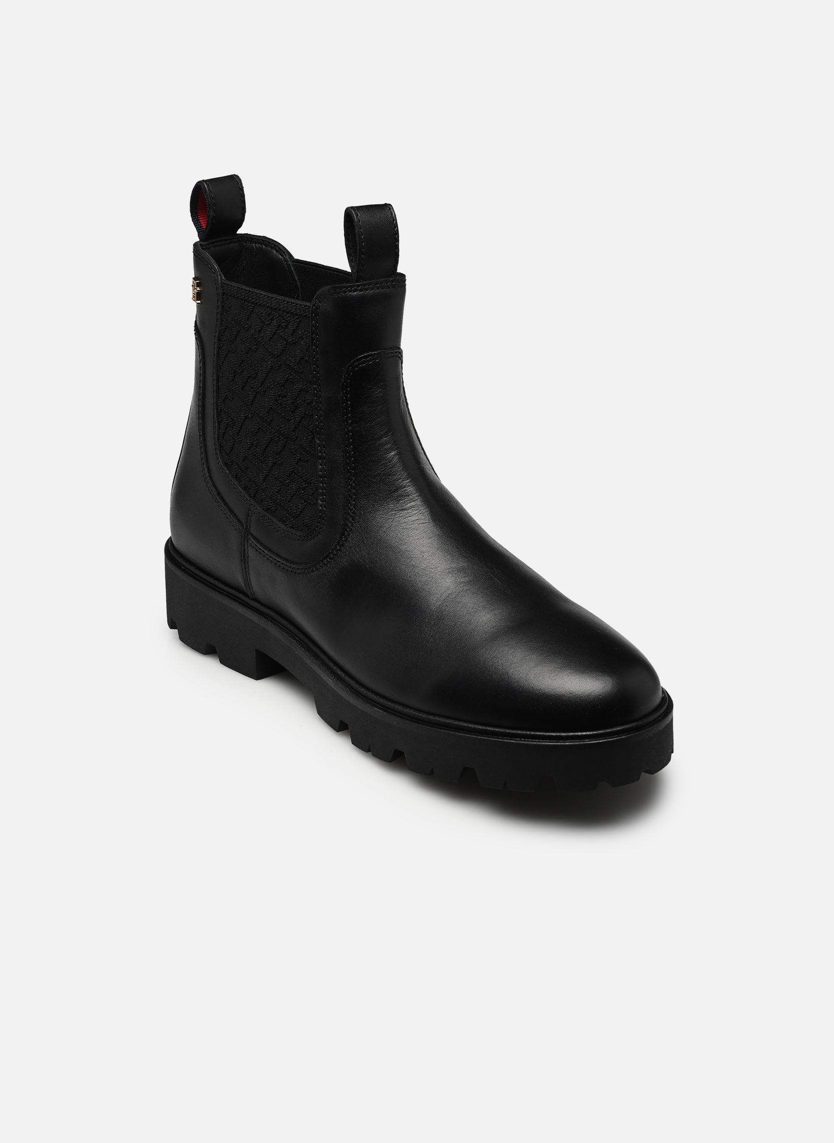 Bottines et boots TH MONOGRAM LEATHER femme noir Tommy Hilfiger Bottines et boots TH MONOGRAM LEATHER femme noir BLACK