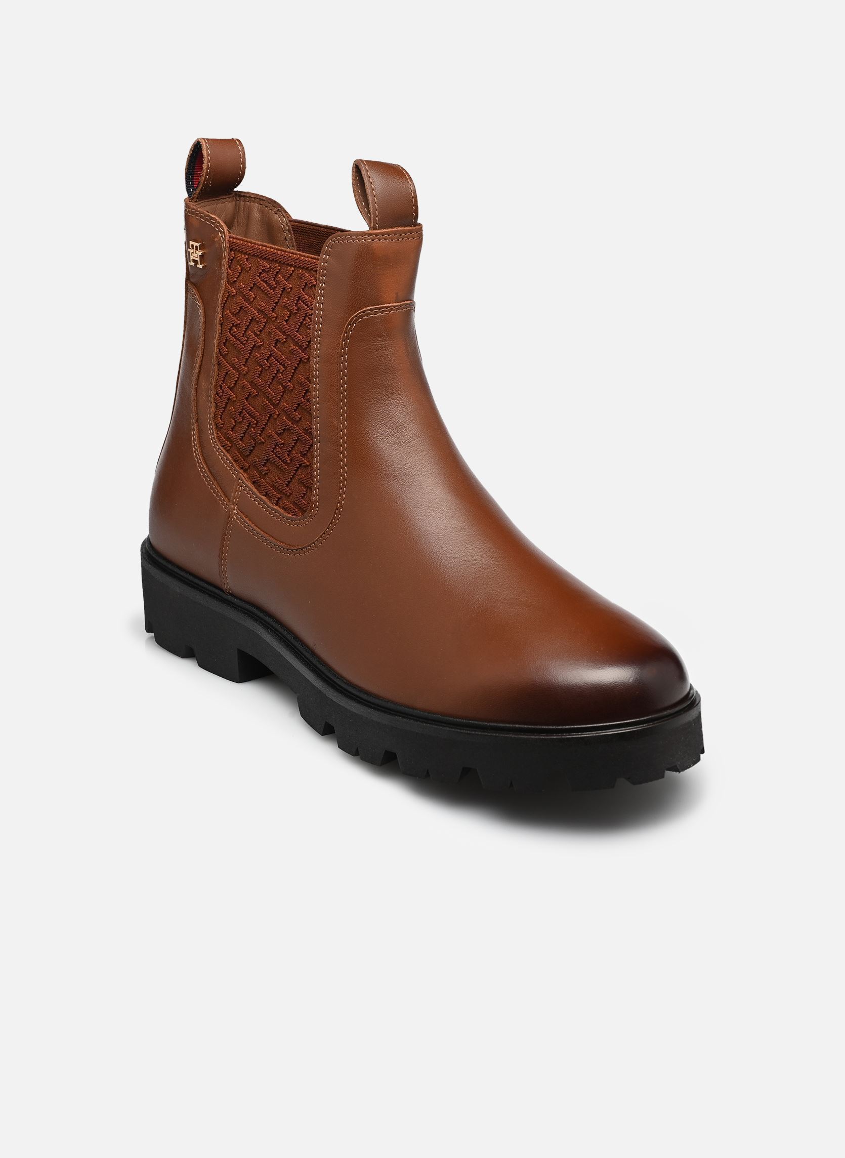 Stiefeletten und Stiefel TH MONOGRAM LEATHER damen braun Tommy Hilfiger Stiefeletten und Stiefel TH MONOGRAM LEATHER damen braun WINTER COGNAC
