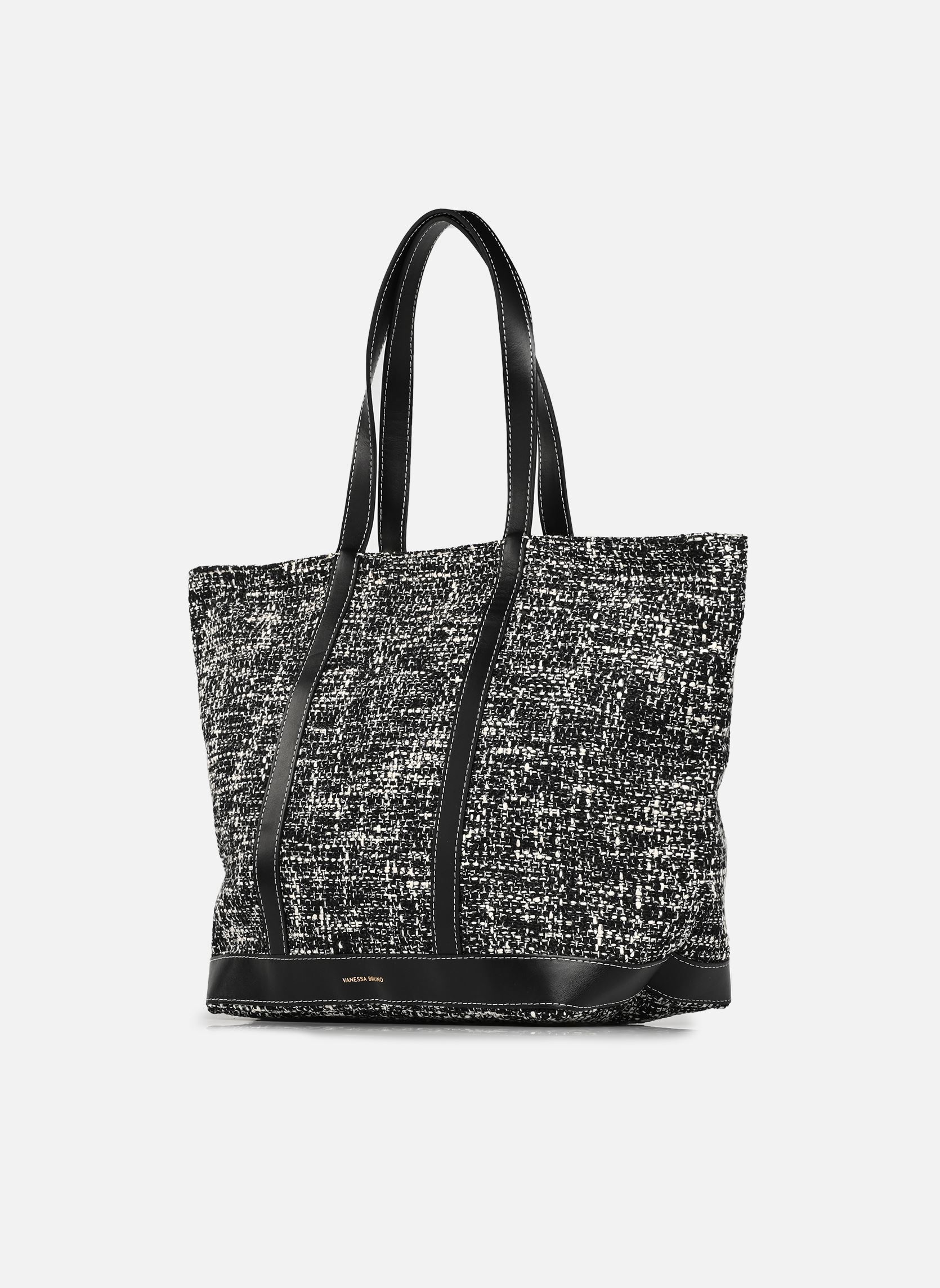 Grote winkelzak Cabas L en Tweed Bicolor dames zwart Vanessa Bruno Grote winkelzak Cabas L en Tweed Bicolor dames zwart NOIR/BLANC