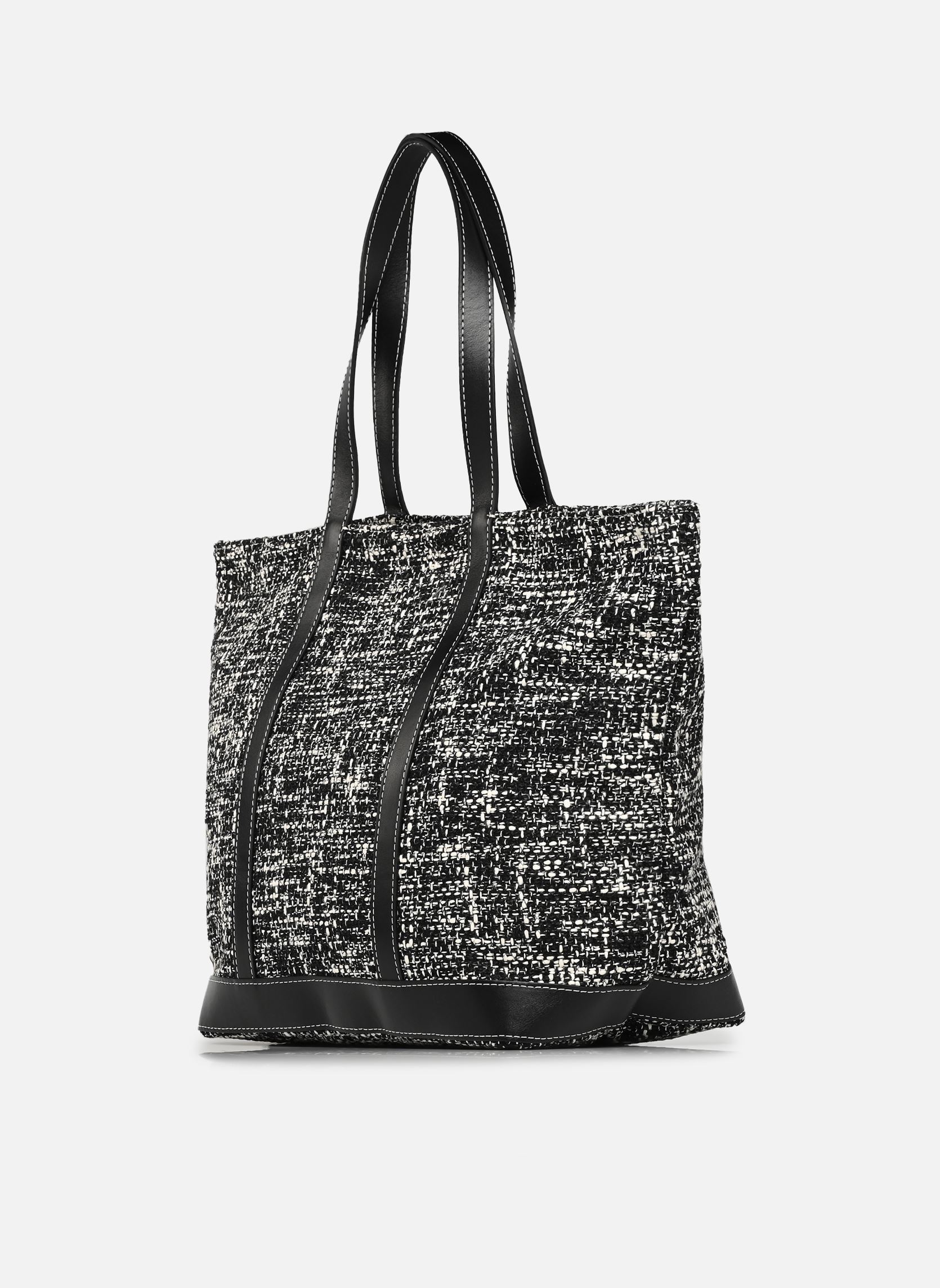 Grote winkelzak Cabas L en Tweed Bicolor dames zwart Vanessa Bruno Grote winkelzak Cabas L en Tweed Bicolor dames zwart NOIR/BLANC