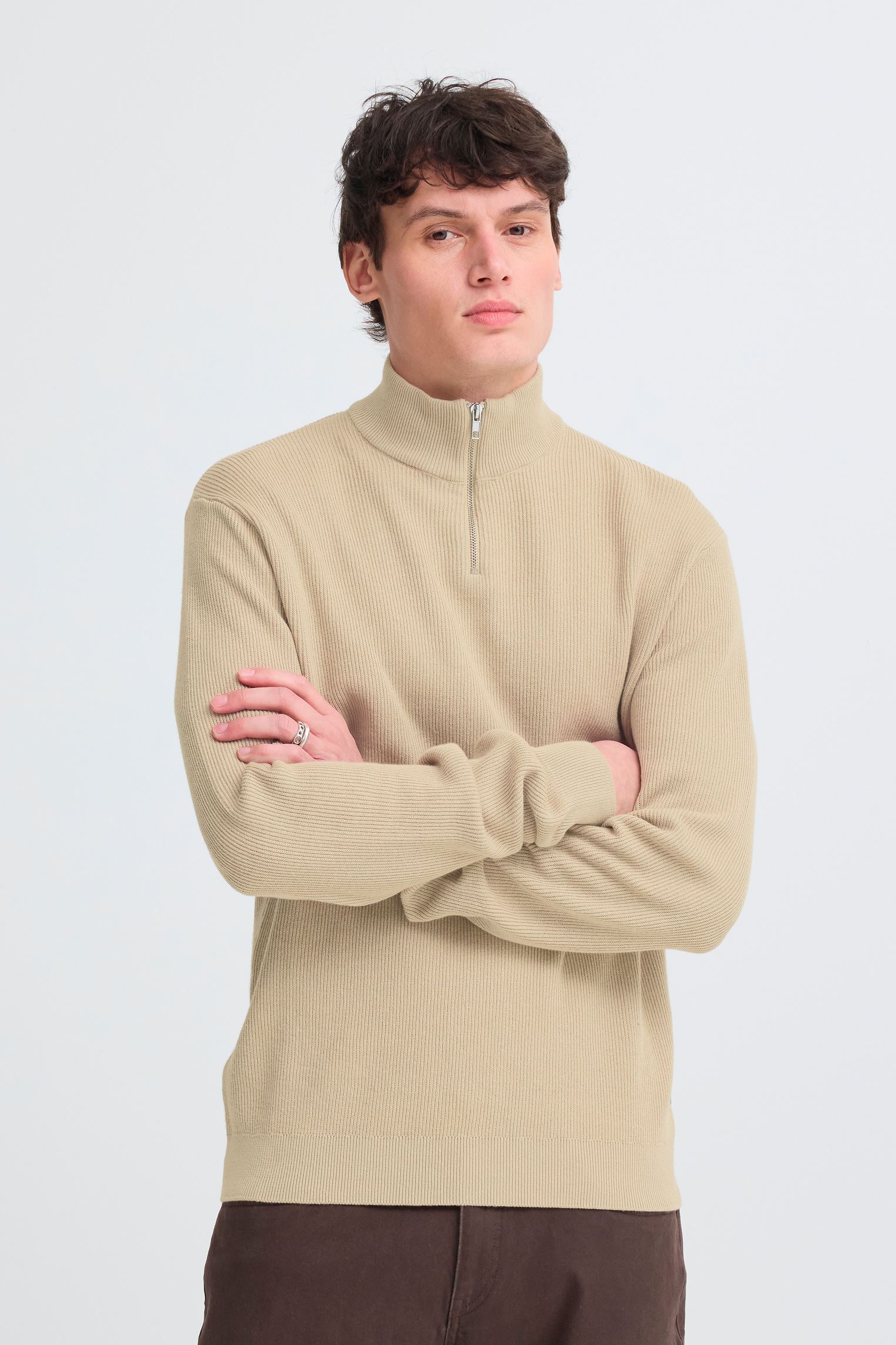 Pulls Bhbadal Half Zipp homme beige Blend Pulls Bhbadal Half Zipp homme beige CROCKERY