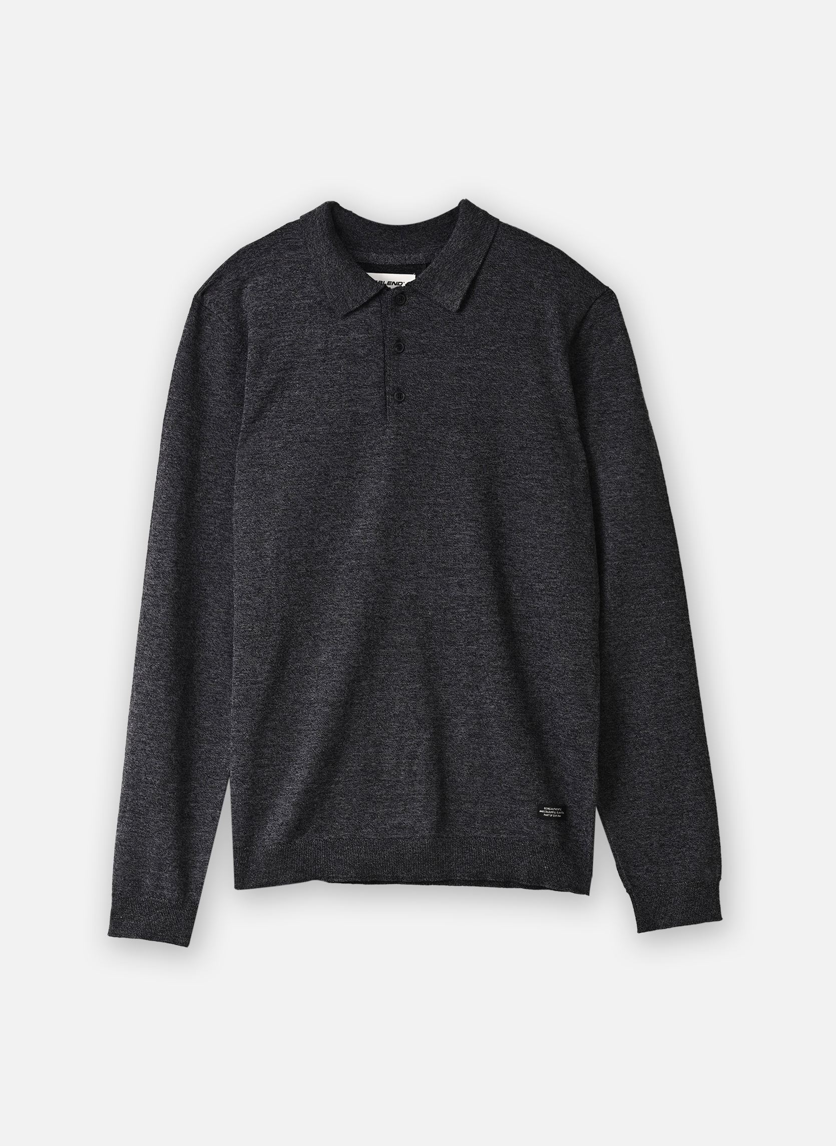 Truien Bhbruton Ls Polo heren grijs Blend Truien Bhbruton Ls Polo heren grijs BLACK