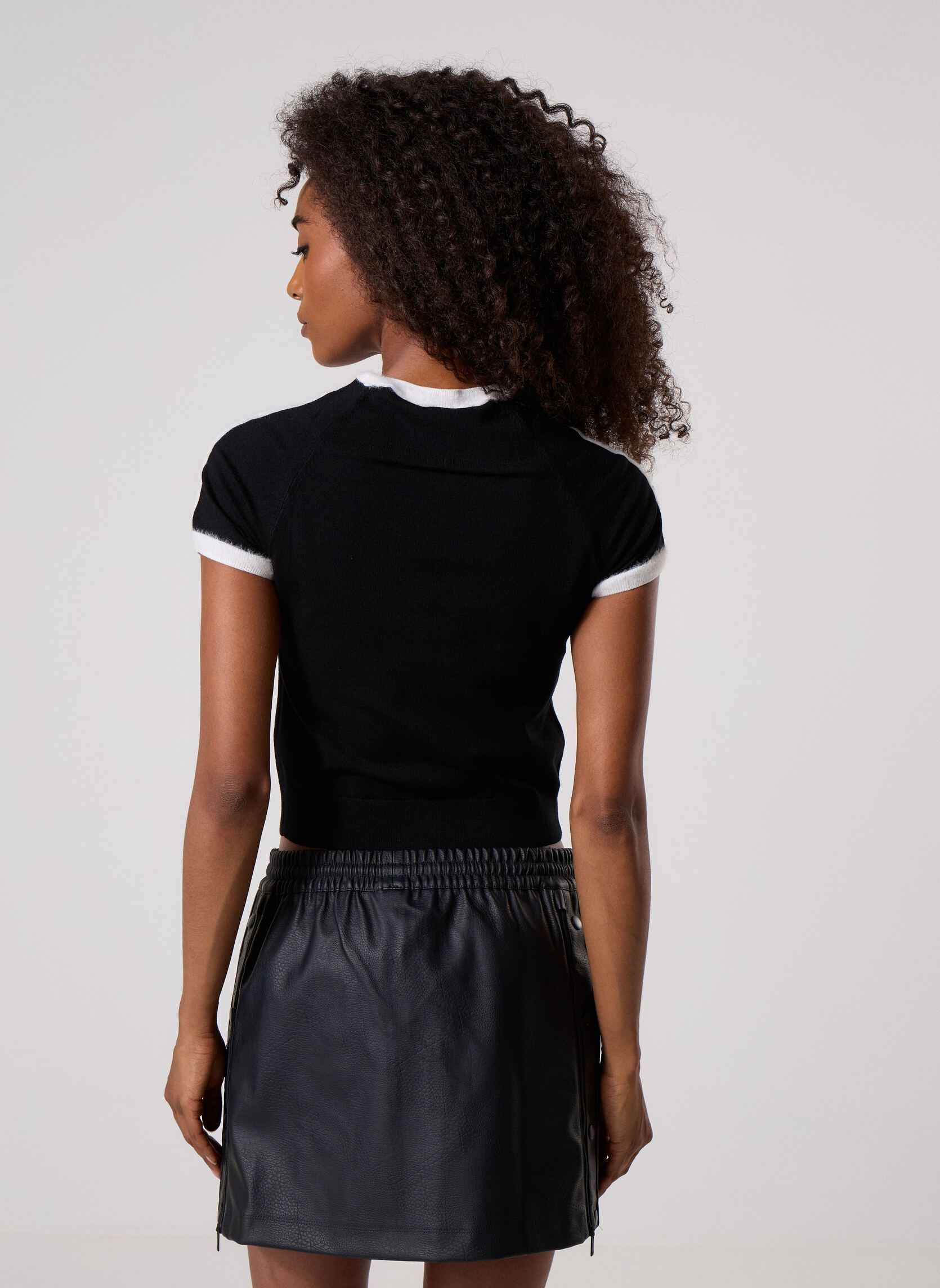 Tee-shirts KNIT TEE femme noir adidas originals Tee-shirts KNIT TEE femme noir BLACK/WHITE
