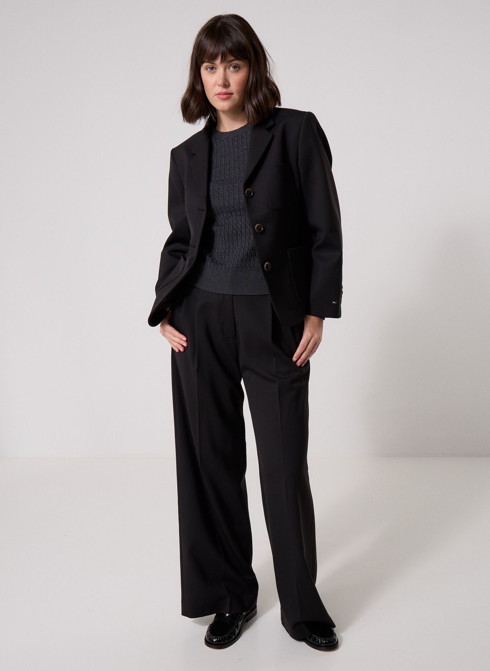 Pantalons Timeless Wool Wide Pant femme noir Tommy Hilfiger Pantalons Timeless Wool Wide Pant femme noir BLACK